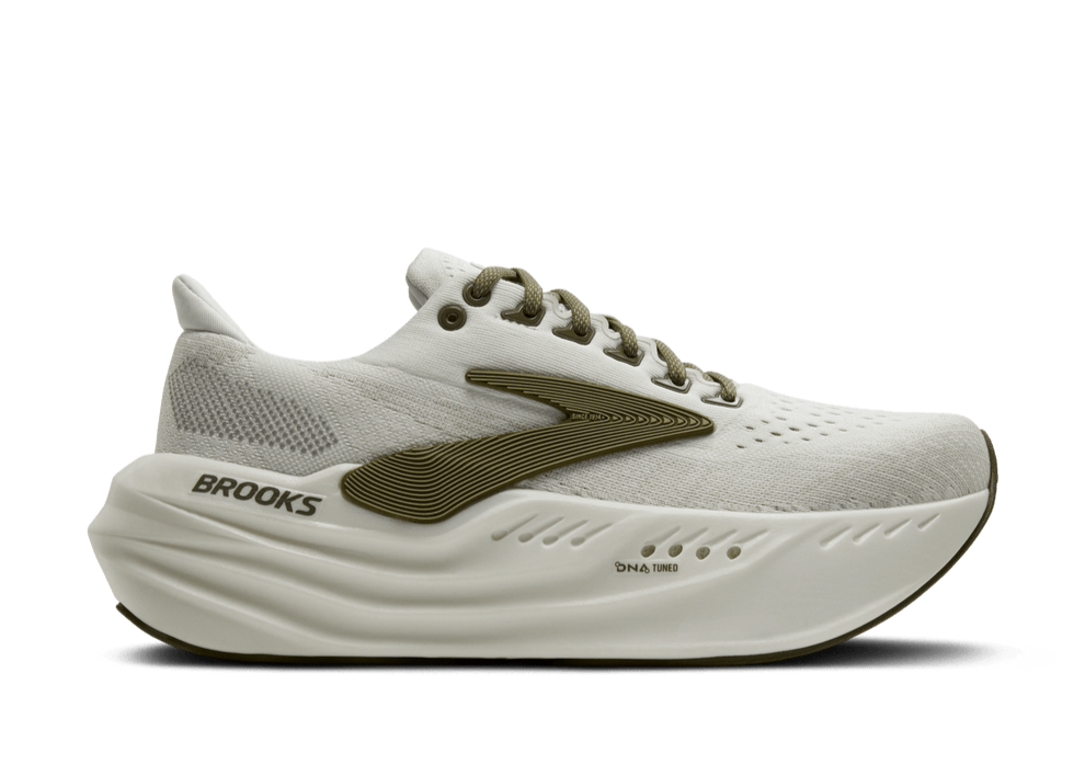 Brooks Glycerin Max Running Shoes for Men - Grey/Dusty Olive/Tea Colorway - D Width Cushioned Sneakers for Long Distance Running & Marathon Training