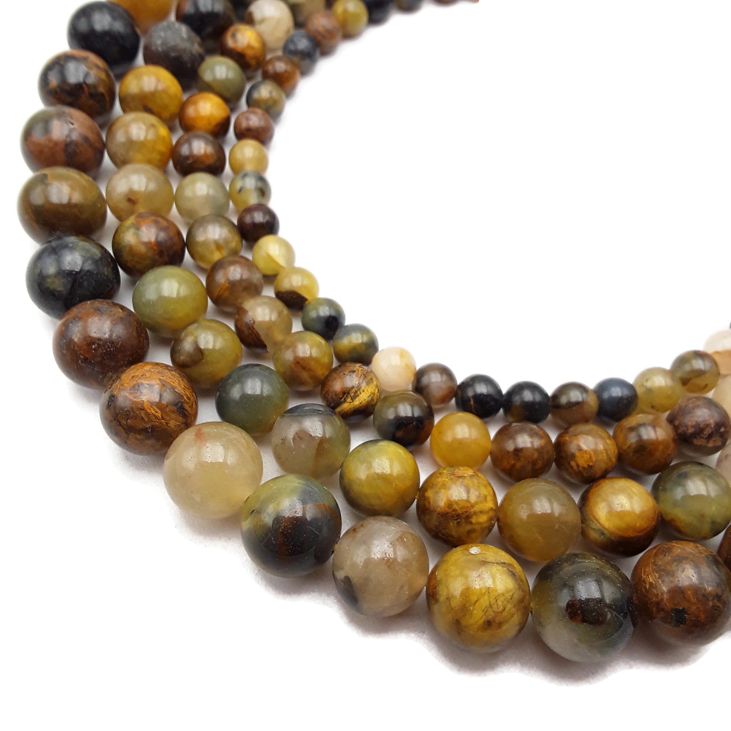 Golden Pietersite Smooth Round Beads 4mm-15.5mm Gemstone Beading Supplies for Jewelry Making - DIY Bracelets, Necklaces & Craft Projects
