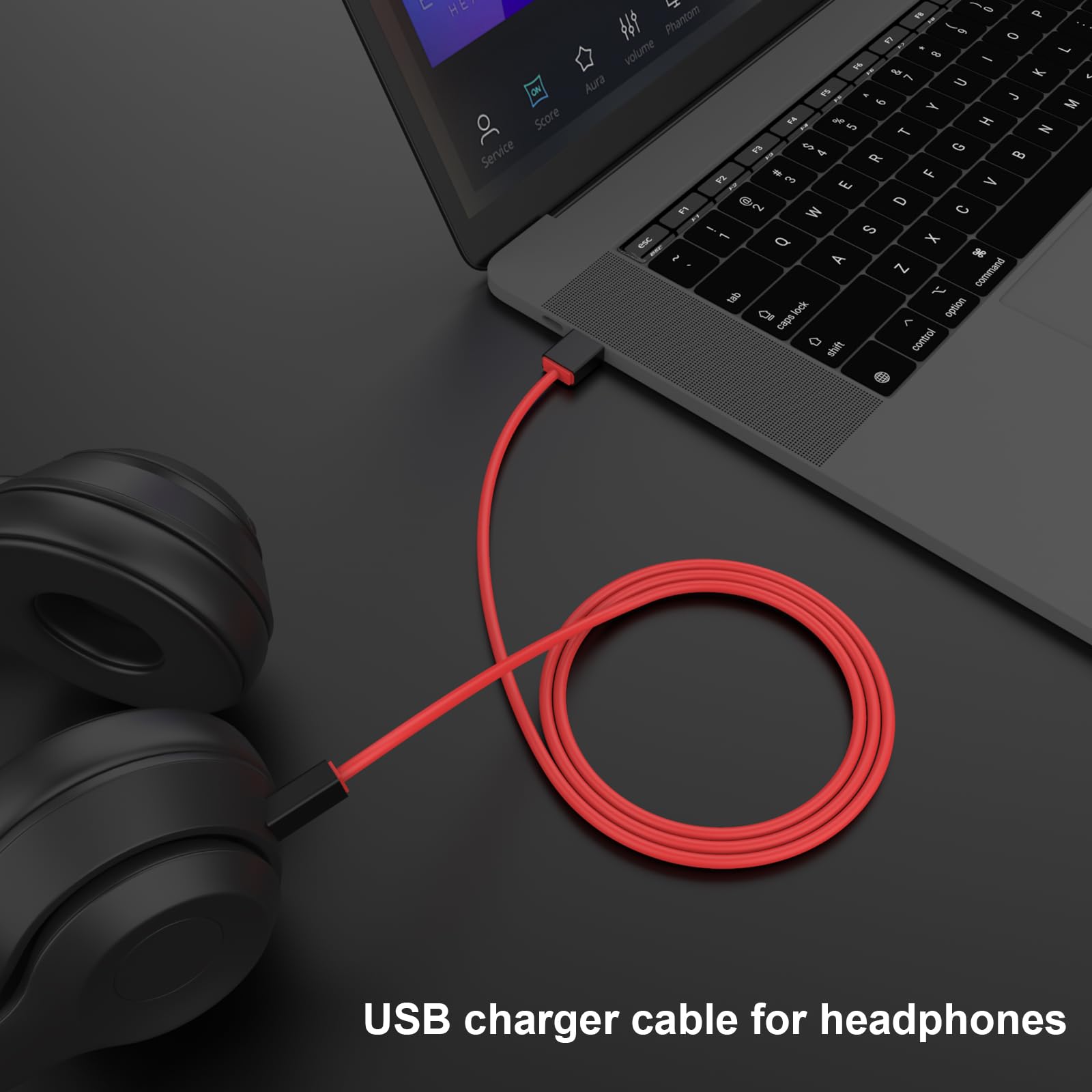Premium USB Charging Cable for Beats Studio 3/2, Solo 3/2, Powerbeats 2/3 Wireless Headphones - Fast Charging & Durable (Red) - Perfect for Travel, Gym & Daily Use