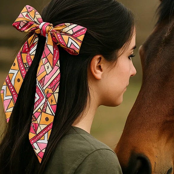 Pink and Brown Western Skinny Mini Wild Rag Scarf - Stylish Cowgirl Necktie for Women | Perfect for Rodeo, Horse Riding & Western Fashion Outfits #TW330