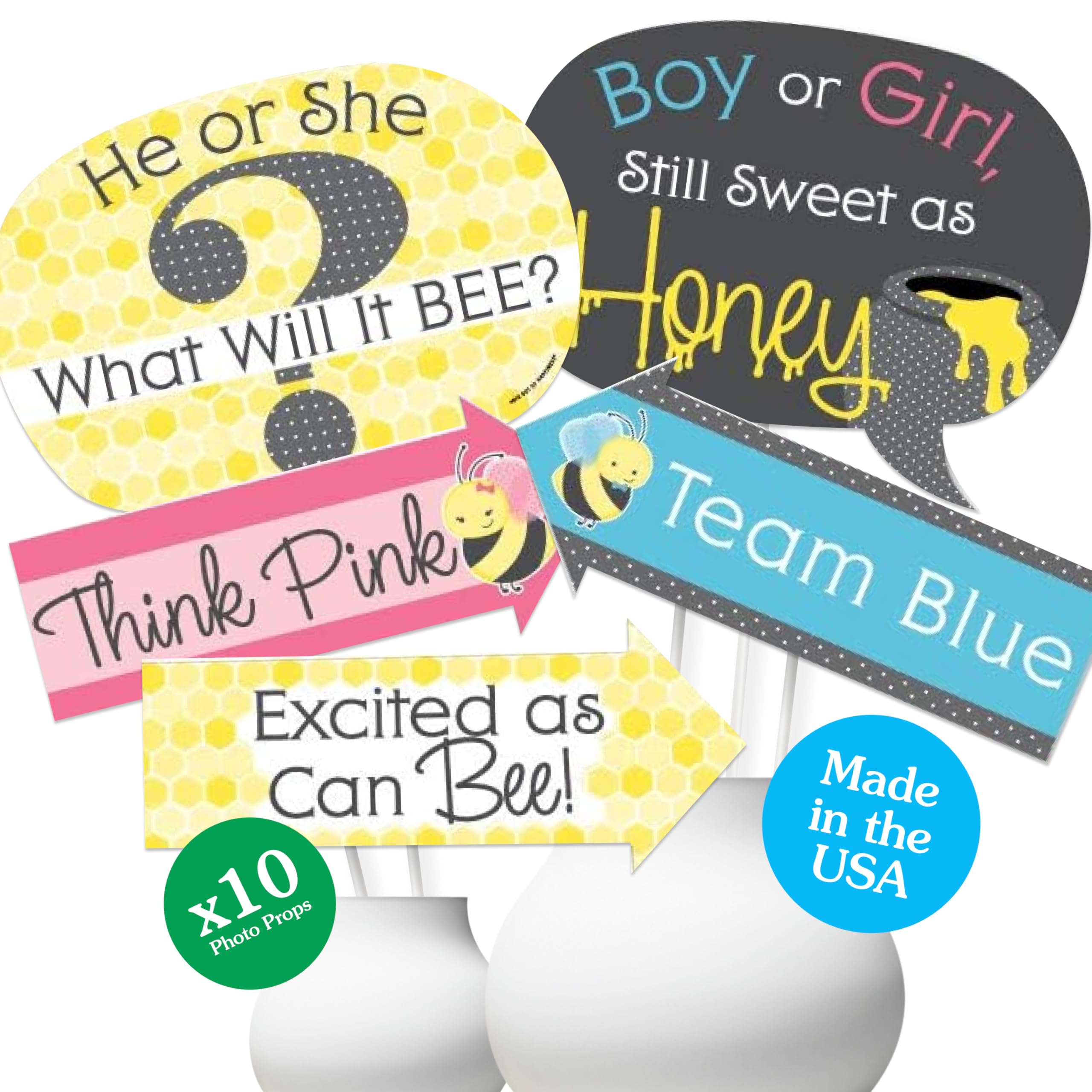 Big Dot of Happiness Gender Reveal Party Set - Funny 'What Will It Bee' Decorations with Photo Booth Props for Baby Shower (10-Piece Kit) - Perfect for Gender Reveal Celebrations, Baby Showers & Nursery Decor