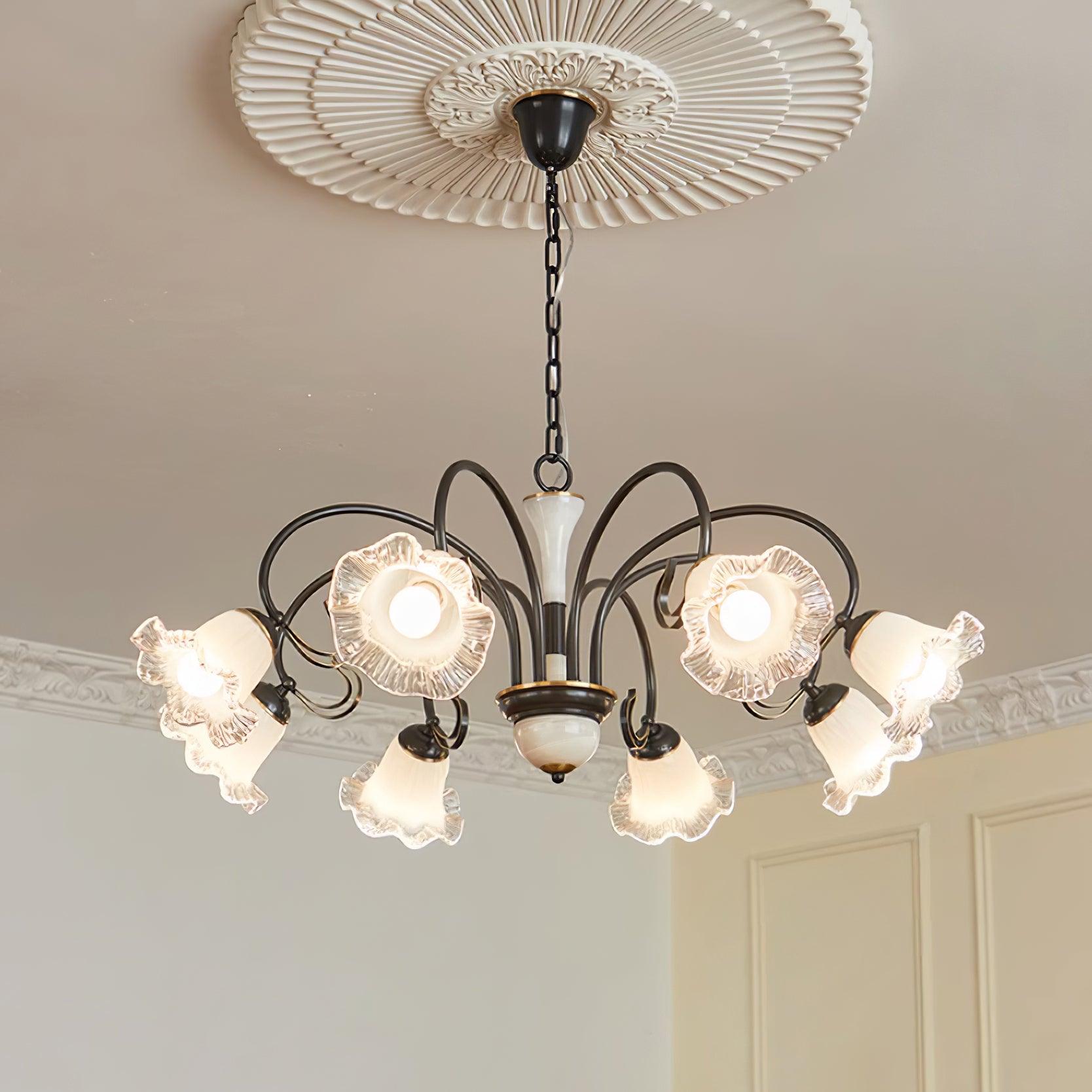 Elegant Luce Black Chandelier - Modern Crystal Ceiling Light Fixture for Dining Room, Bedroom & Living Room Decor