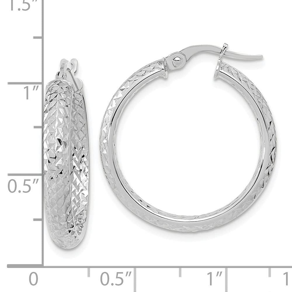 14K Gold Polished & Diamond-Cut Hoop Earrings for Women - Elegant Fancy Inside-Out Design for Parties, Weddings & Everyday Wear