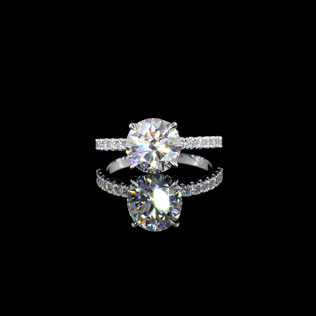 2.39 Carat Lab Grown Round Diamond Ring - E VS1 14K White Gold Hidden Halo Engagement Ring for Women, Perfect for Proposals, Anniversaries & Special Occasions