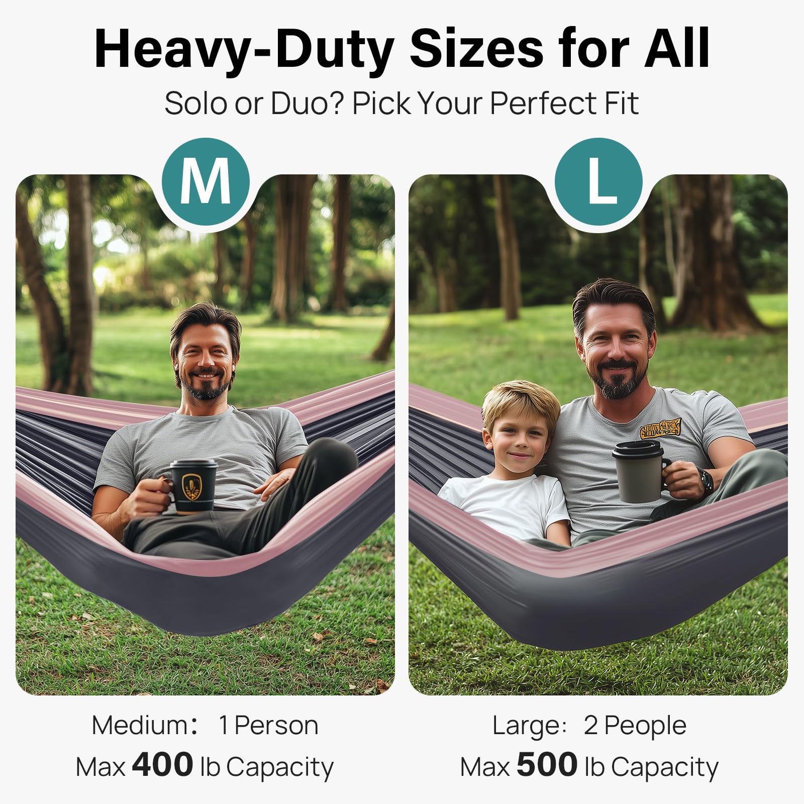 Kootek Lightweight Portable Double & Single Camping Hammock with Tree Straps - Perfect for Outdoor Adventures, Hiking, Beach Travel, and Backpacking | Durable Camping Gear Essentials