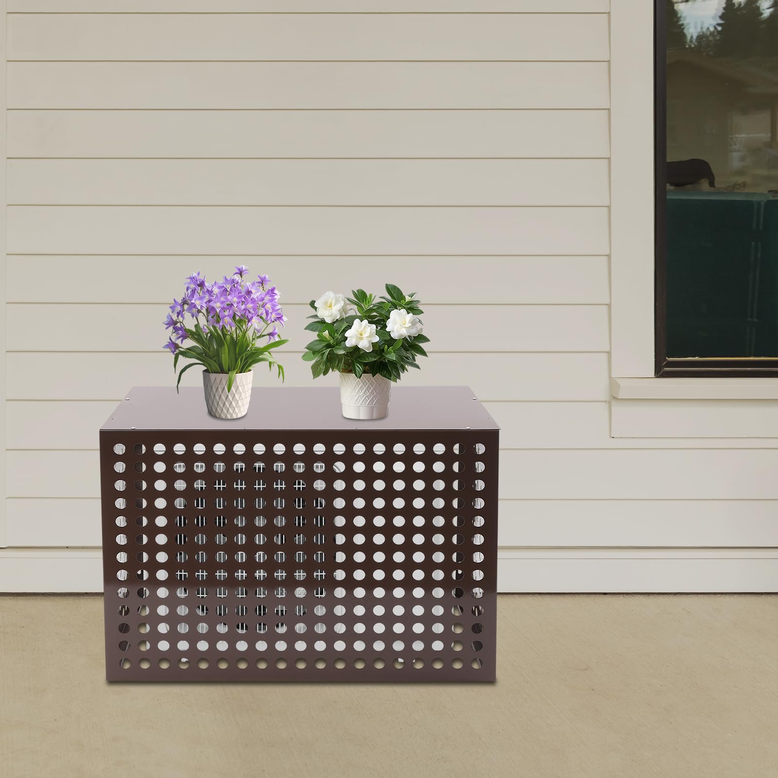 Outdoor Air Conditioner Privacy Fence Cover - Durable AC Unit Screen Panel (40x20x28in, Coffee) for Backyard, Patio & Home Exterior Protection