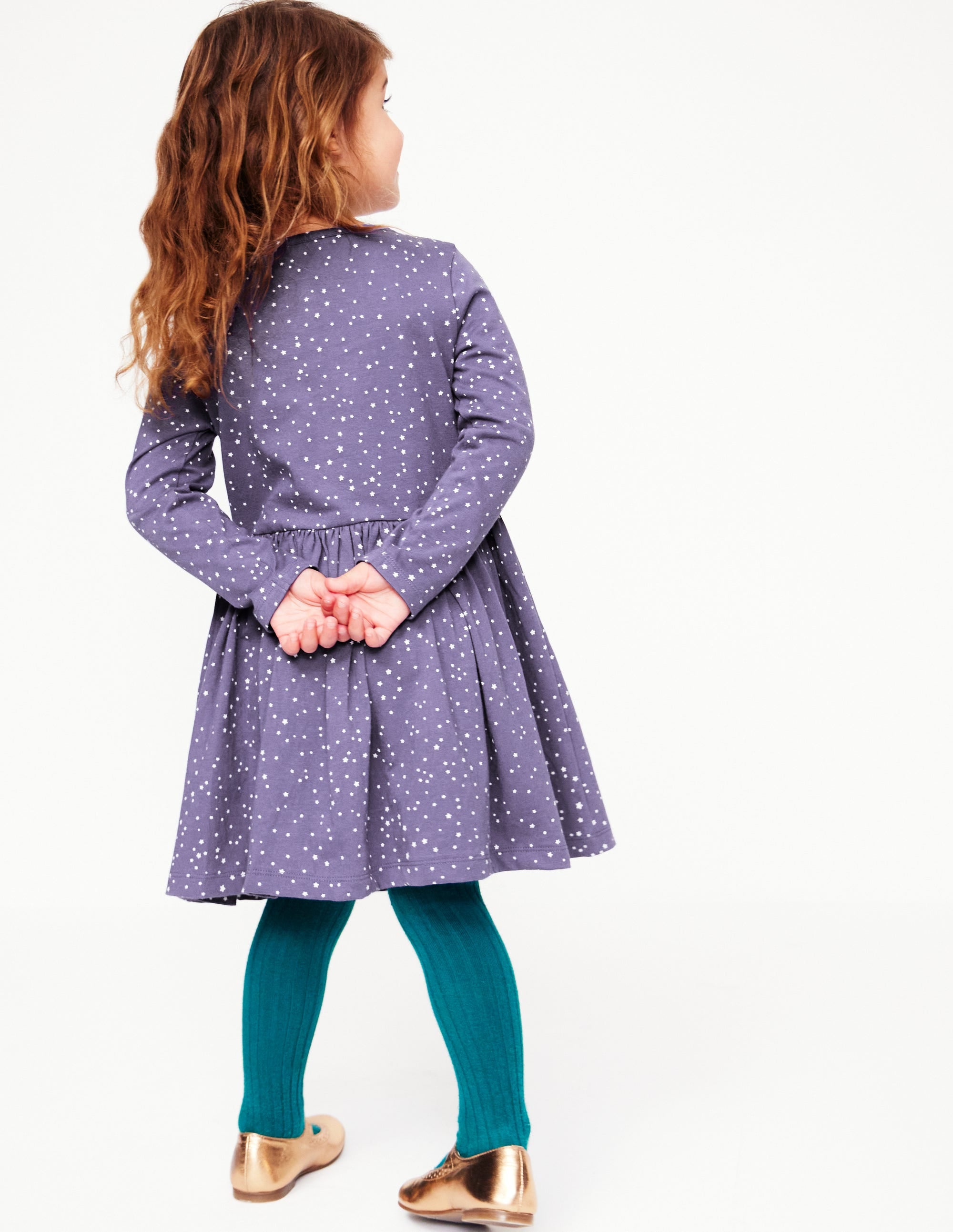 Soft Starboard Blue Appliqué Hem Jersey Dress for Women - Perfect for Christmas Parties & Holiday Gatherings