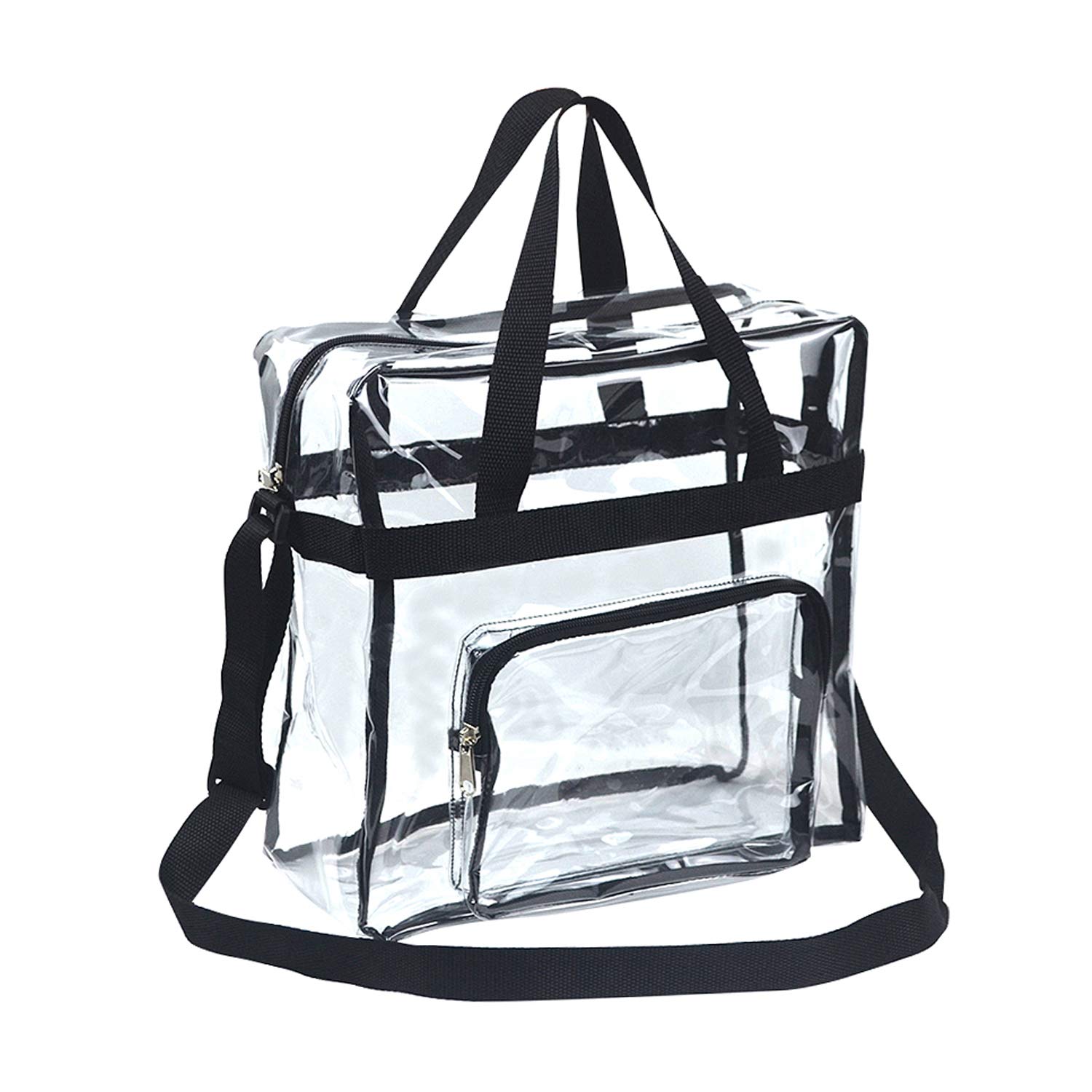 SARVERTIC Clear Tote Bag - Large Transparent Waterproof Travel Toiletry Crossbody Bag with Adjustable Shoulder Strap & Secure Zipper Closure | Perfect for Stadium Events, Work Commute, Sports Games, Concerts, Beach Trips & Airport Security | Trendy PVC Cosmetic Organizer for Women & Men