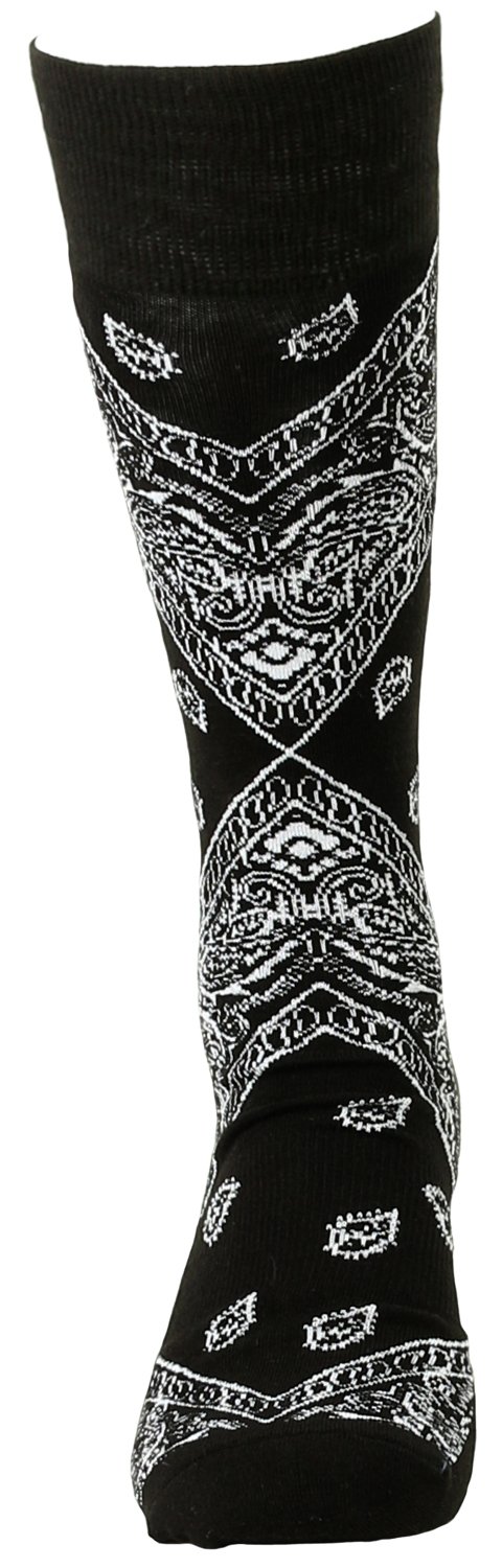 Stylish Paisley Print Cotton Men's Dress Socks - Comfortable Black Formal Socks for Work, Office & Business Occasions (One Size Fits Most)