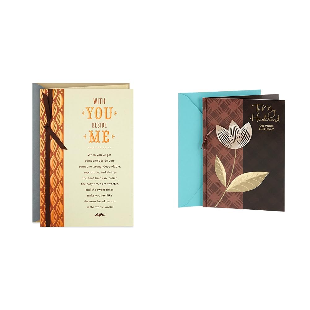 Romantic Birthday Card for Husband - Gold & Green Leaf - Perfect for Anniversaries & Special Occasions