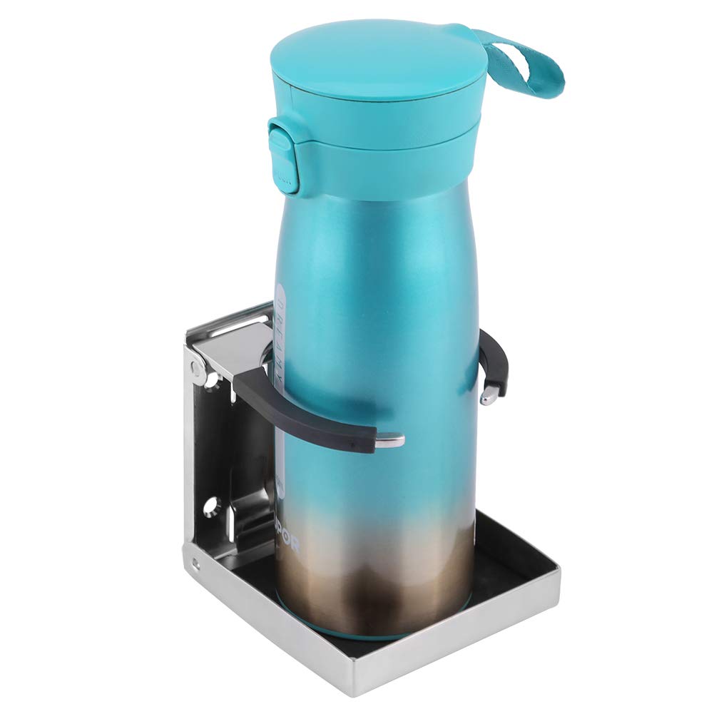 Stainless Steel Folding Drink Cup Holder - Adjustable Bottle Holder for Marine, Boat, Truck & RV - Portable Beverage Container for Outdoor, Camping & Travel