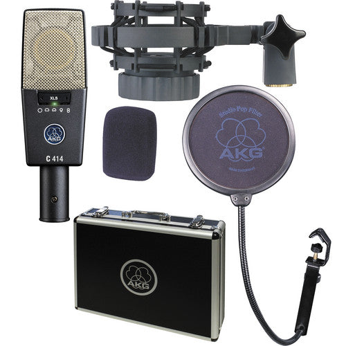 AKG C414 XLS Large Diaphragm Multipattern Condenser Microphone - Professional Studio Recording, Live Performance & Podcasting