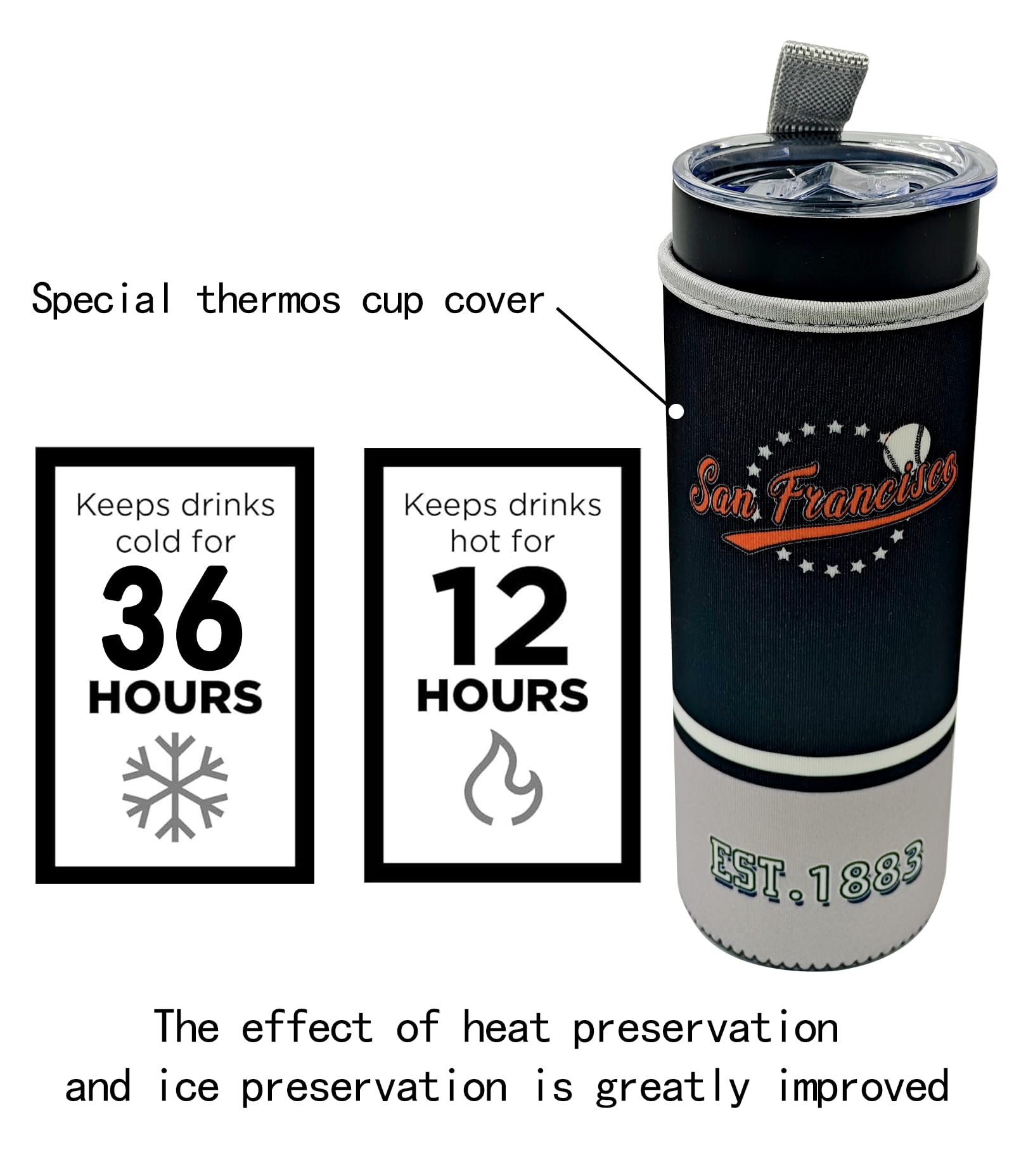 20oz Stainless Steel Tumbler with Insulated Sleeve & Handle - Slim Travel Coffee Mug for Sports, Commuting & Outdoor Activities - Classic Insulated Cup Gift for Fans & Coffee Lovers