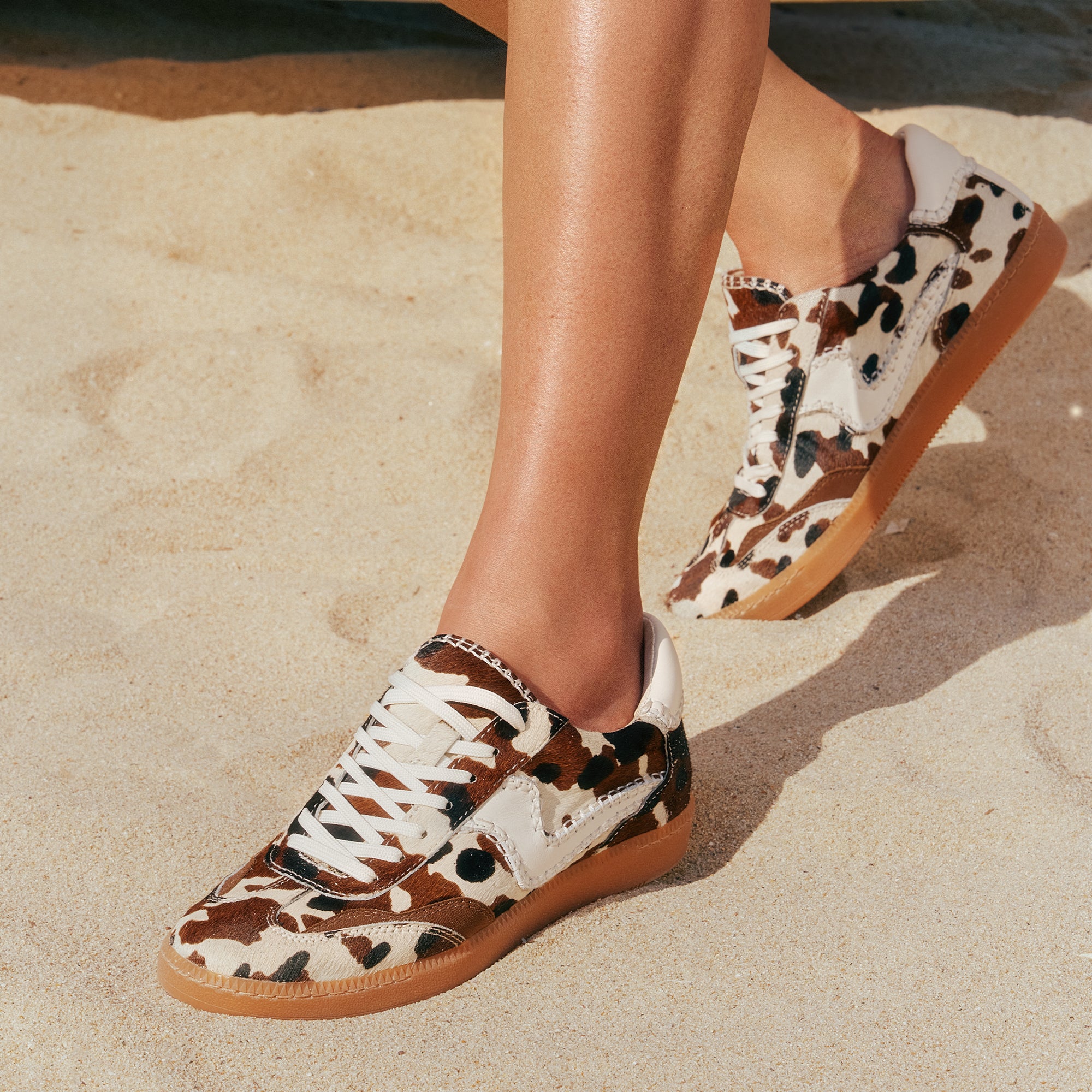 Stitch Sneakers for Women - Cocoa Taurus Calf Hair Fashion Shoes - Comfortable & Stylish for Casual Wear, Work & Everyday Outfits