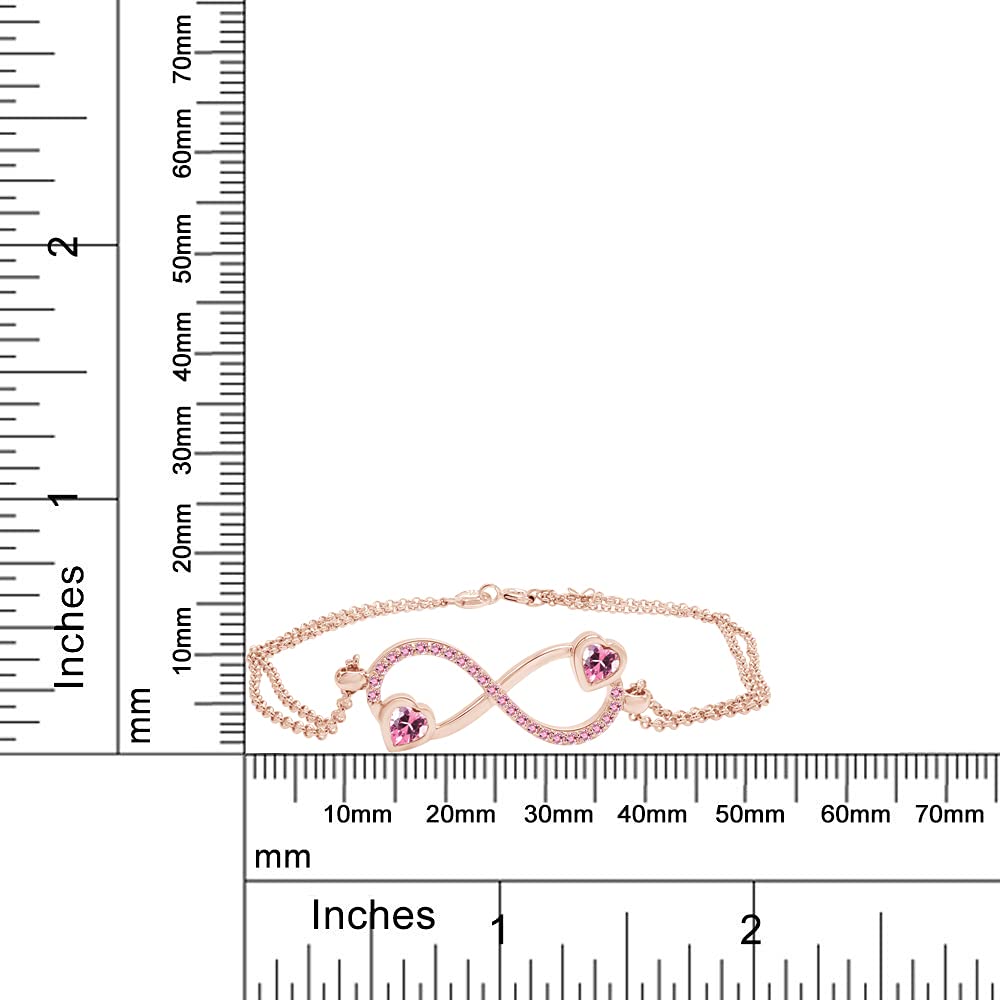 AFFY 14k Rose Gold Over Sterling Silver Simulated Gemstone Infinity Heart Bracelet - Elegant Jewelry Gift for Women, Perfect for Valentine's Day, Anniversary & Special Occasions