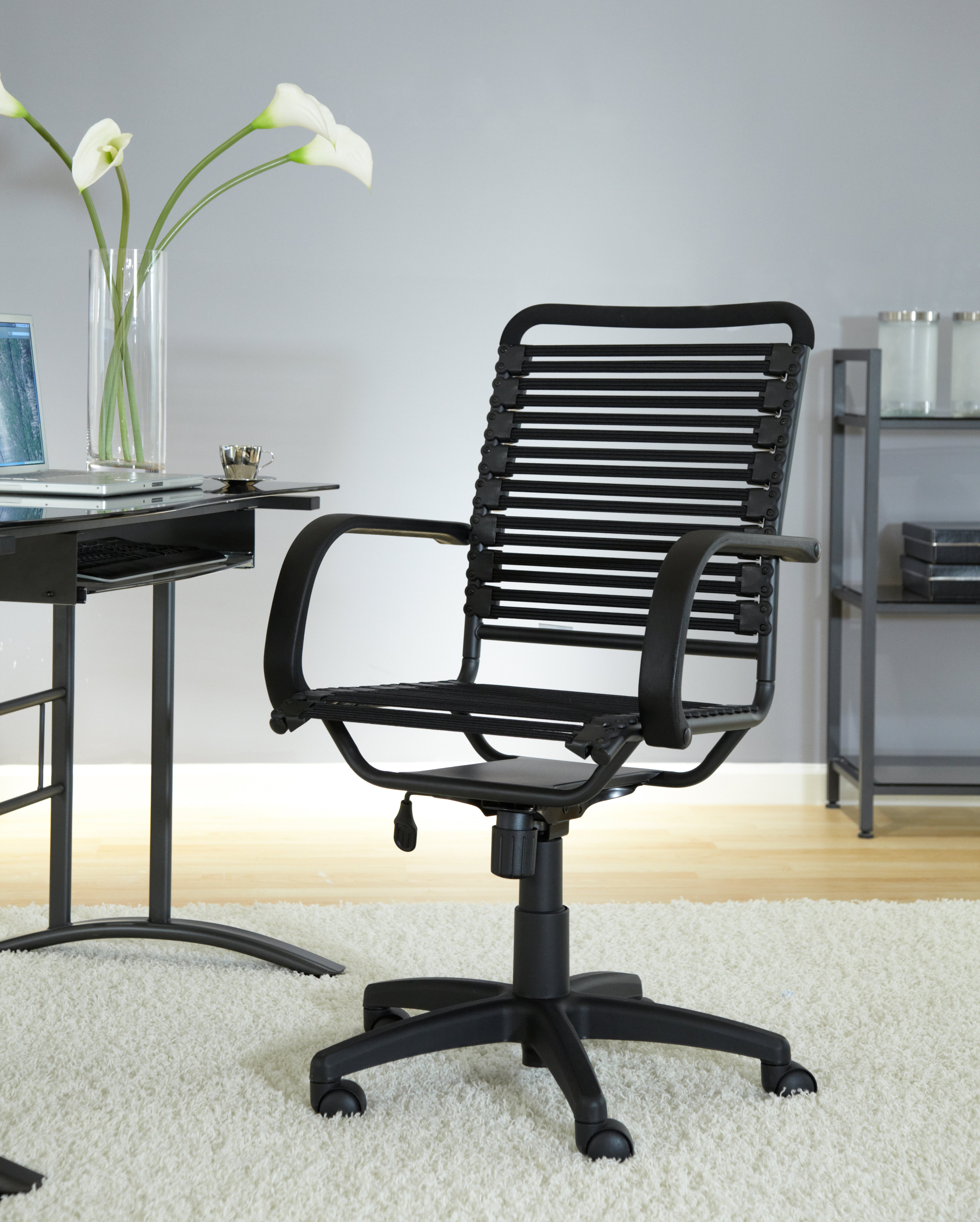Ergonomic Bungie Flat High Back Office Chair - Graphite Black Frame & Black Base - Perfect for Home Office, Gaming, and Workspace Comfort