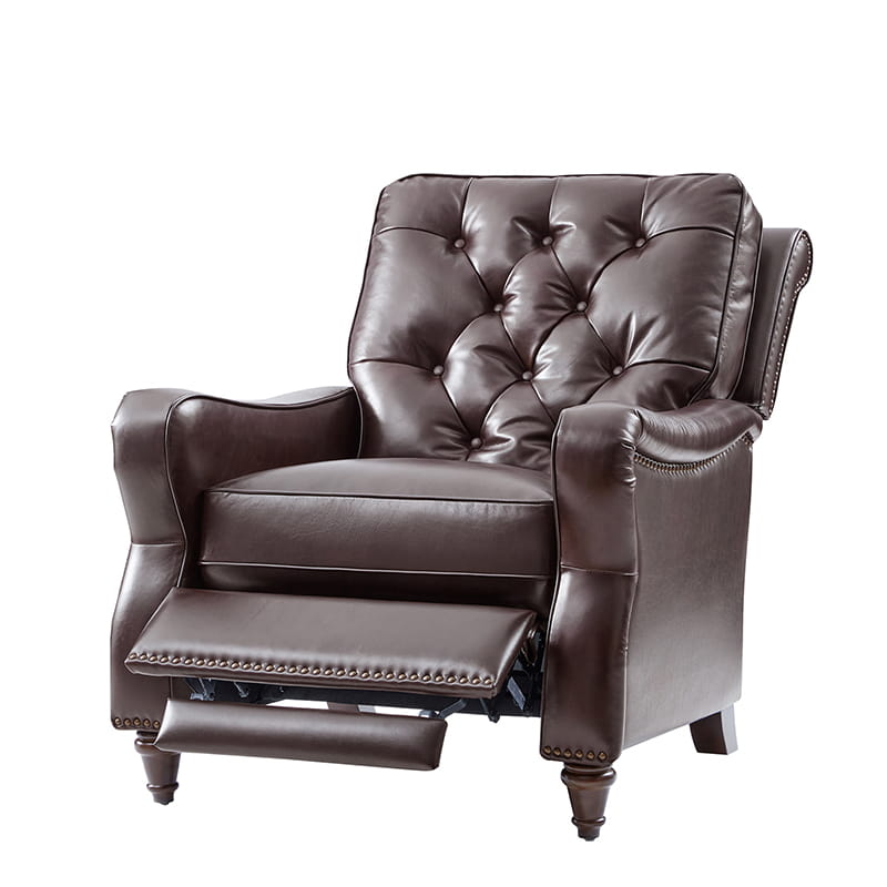 Myria Genuine Leather Nailhead Recliner Chair - Modern Living Room Furniture with Tufted Back and Padded Armrests | Perfect for Home Theater, Gaming, and Relaxation
