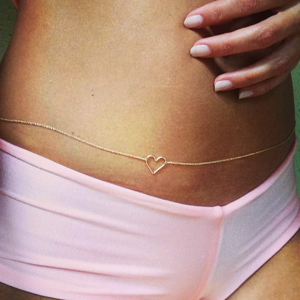 Sexy Peach Heart-Shaped Waist Chain Body Jewelry - Versatile Fashion Accessory for Women | Perfect for Beach, Party & Date Night Outfits