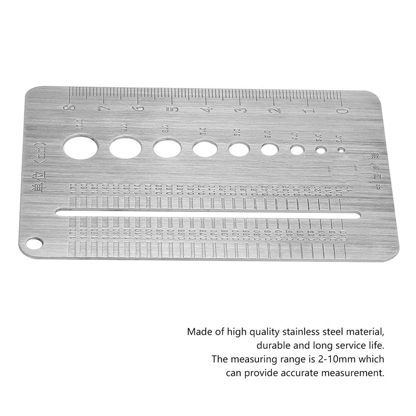 BORDSTRACT 2-10mm Stainless Steel Screw Gauge Plate - Precision Bolt Diameter Measuring Ruler Tool for DIY, Construction, and Engineering Projects