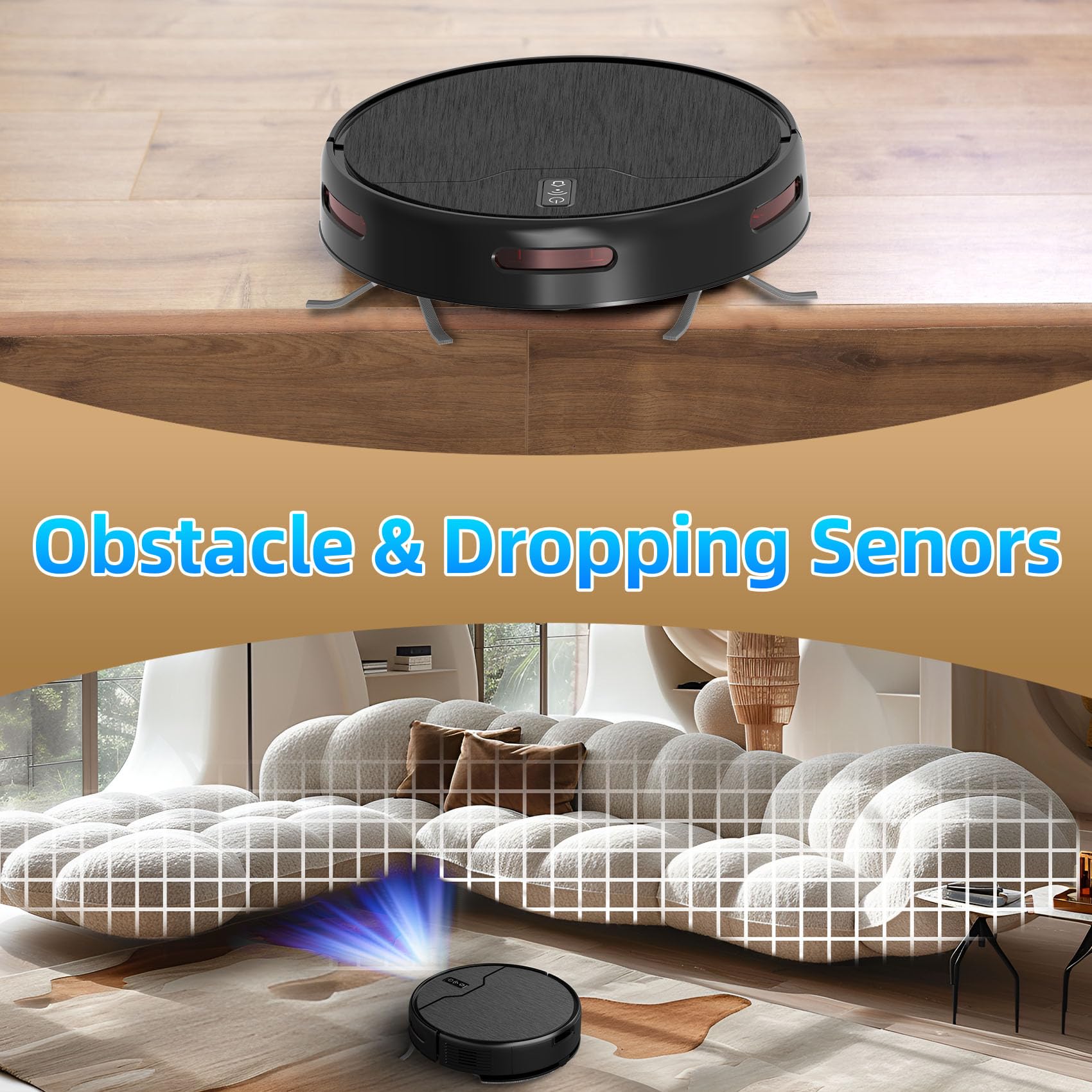 Smart Robot Vacuum and Mop Combo with 6 Cleaning Modes | 3000Pa Strong Suction | Self-Charging | WiFi/App/Alexa Control | Large Dustbin & Water Tank | Ideal for Hard Floors, Carpets & Pet Hair | Perfect for Daily Home Cleaning & Pet Owners