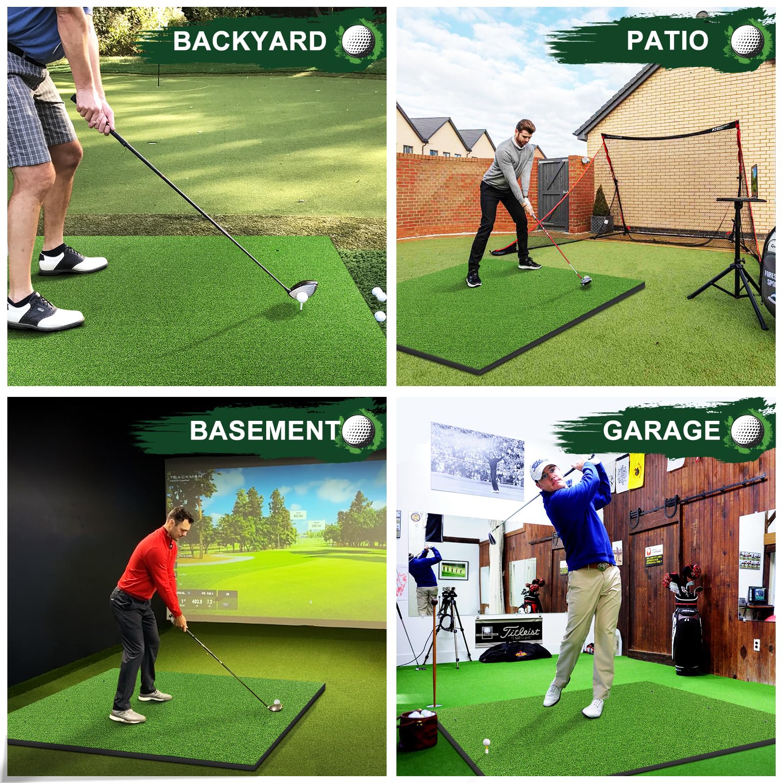 Premium LIBERRWAY 5x4ft Thick Golf Practice Mat - Durable Indoor/Outdoor Turf with 9 Golf Balls - Perfect for Home, Backyard & Driving Range Training