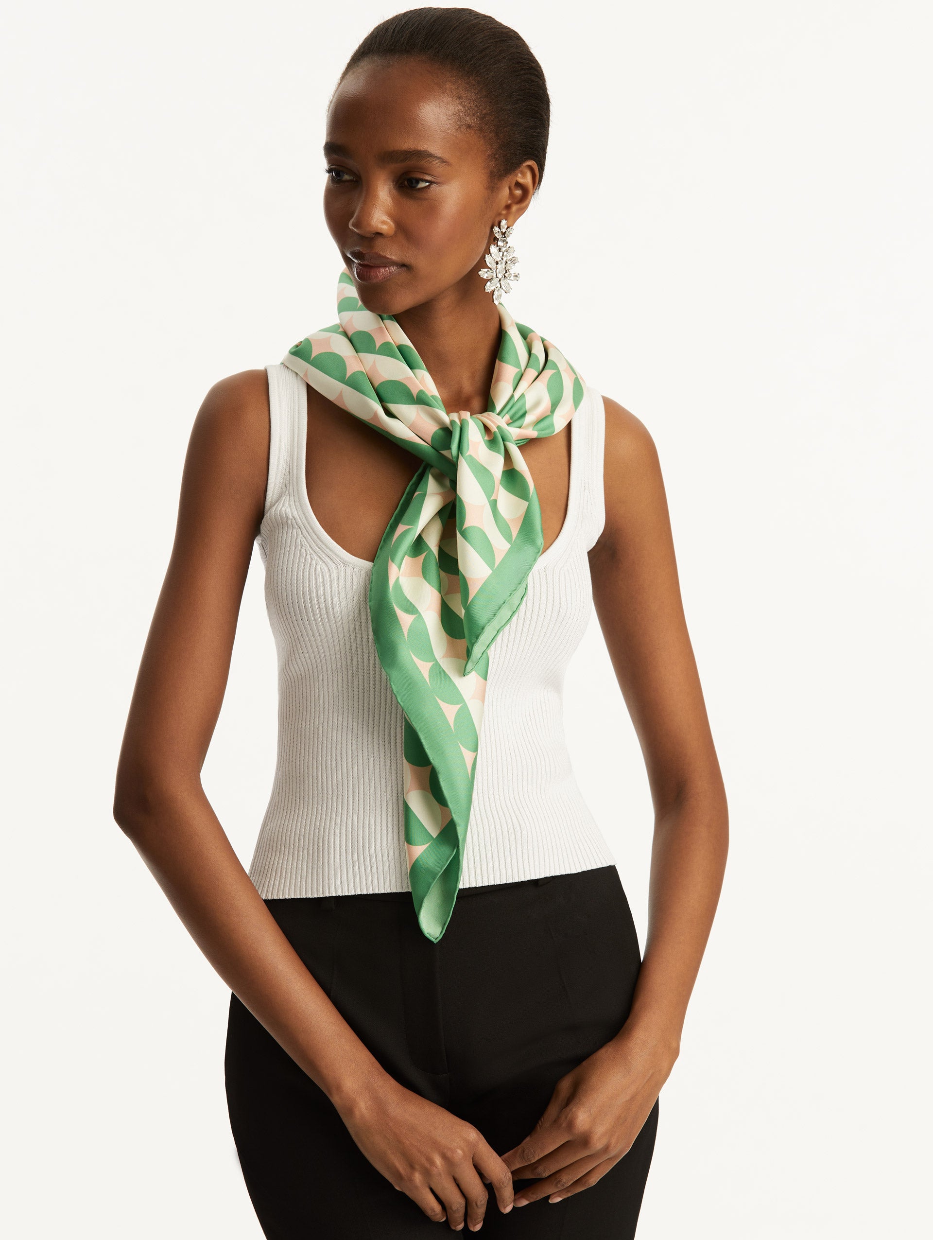 Elegant Geometric Circle Silk Scarf for Women - Luxury Fashion Accessory for Office, Party & Special Occasions