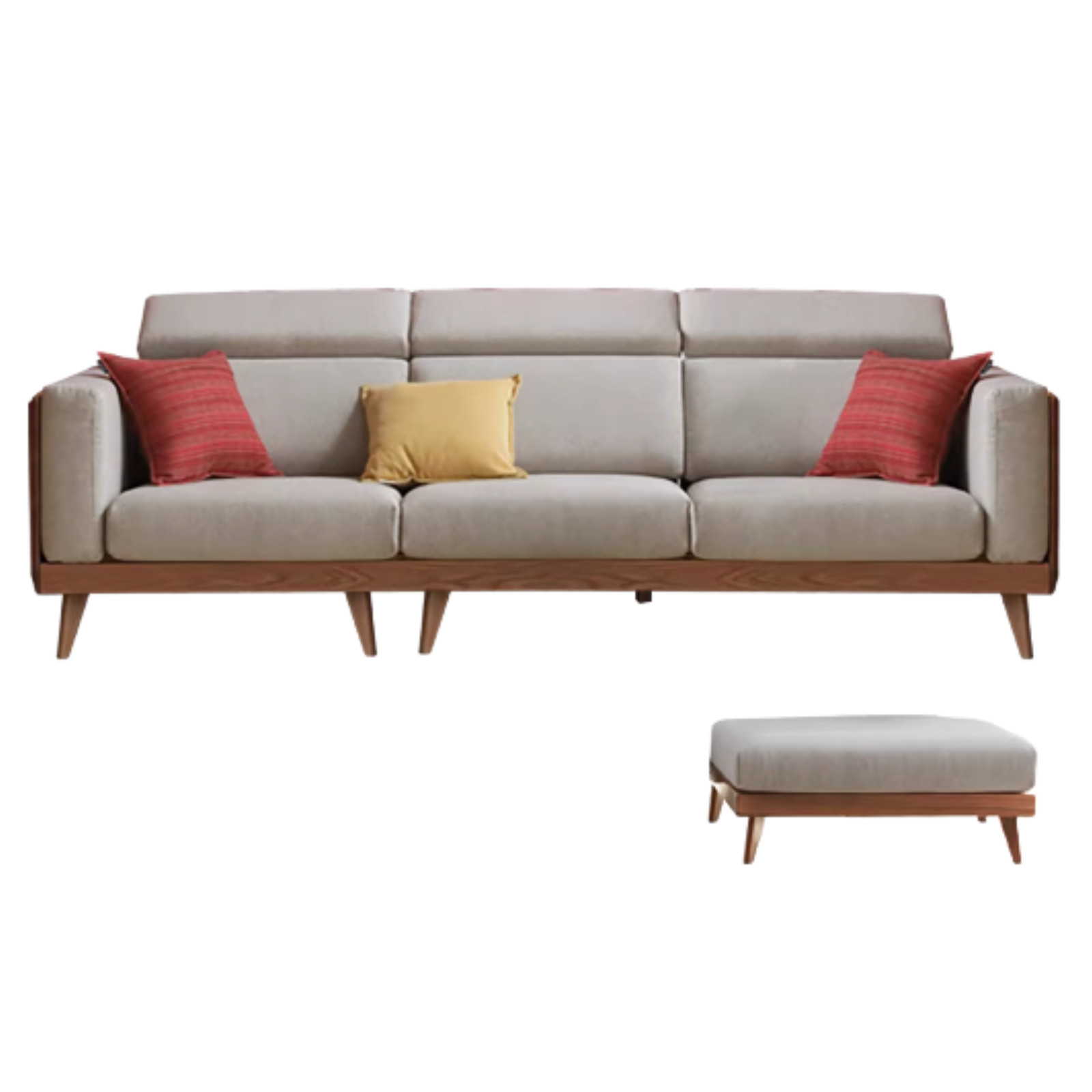 Oak & Ash Solid Wood Modern Fabric Sofa - Contemporary Living Room Furniture for Comfortable Lounging & Stylish Home Decor