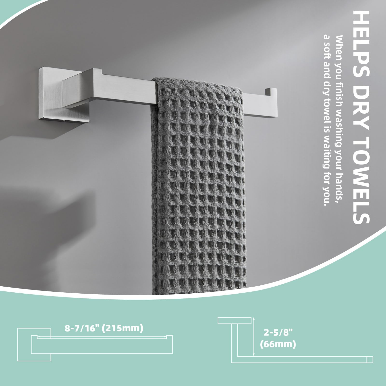 Suyar Brushed Nickel 4-Piece Bathroom Hardware Set - 304 Stainless Steel Robe Hook, Toilet Paper Holder, Towel Holder & Towel Bar - Wall Mounted Bathroom Accessories for Modern Home Decor & Spa-Like Experience