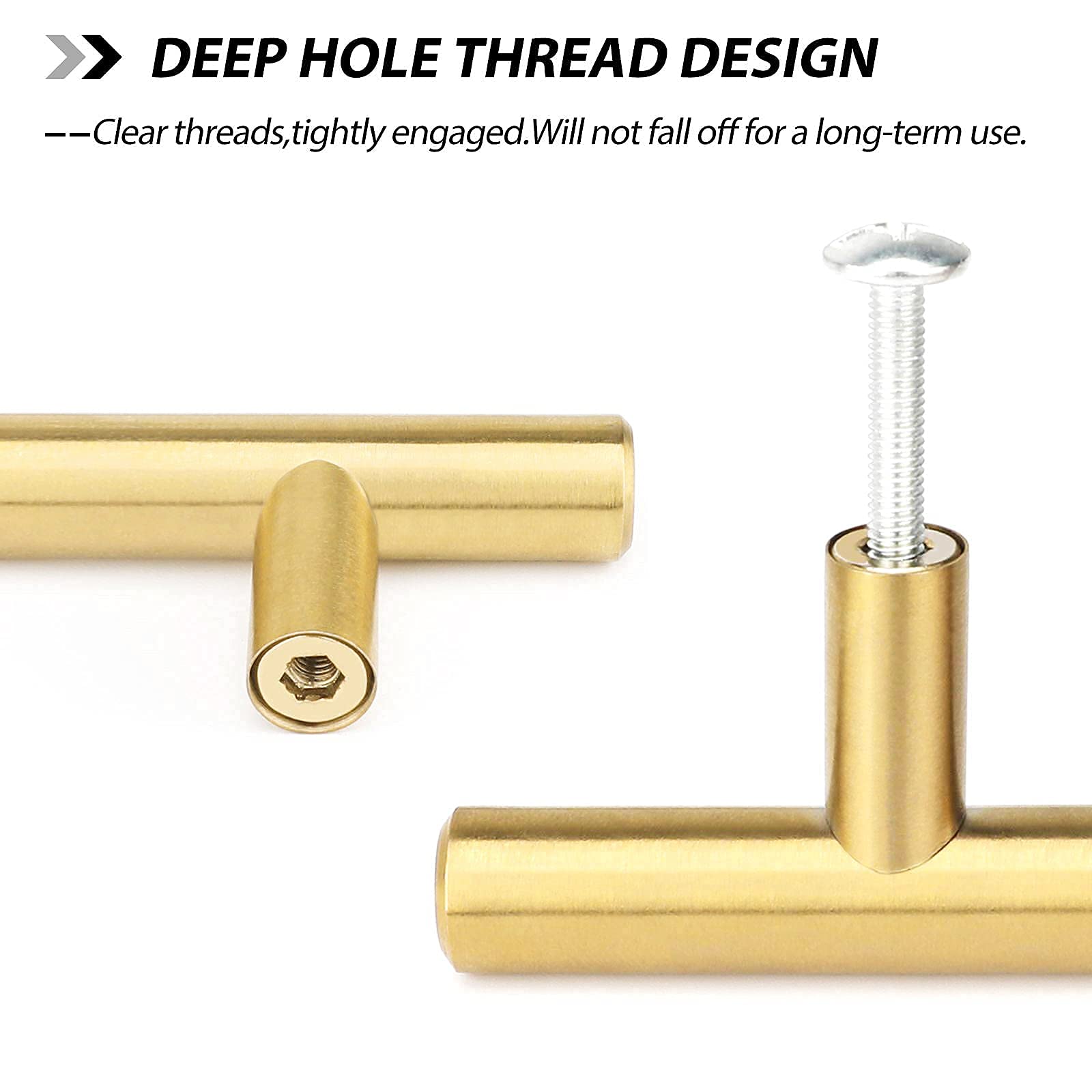 Goldenwarm Gold Cabinet Handles 30 Pack - Vintage Stainless Steel Drawer Pulls for Bathroom & Kitchen (8in Hole Centers)