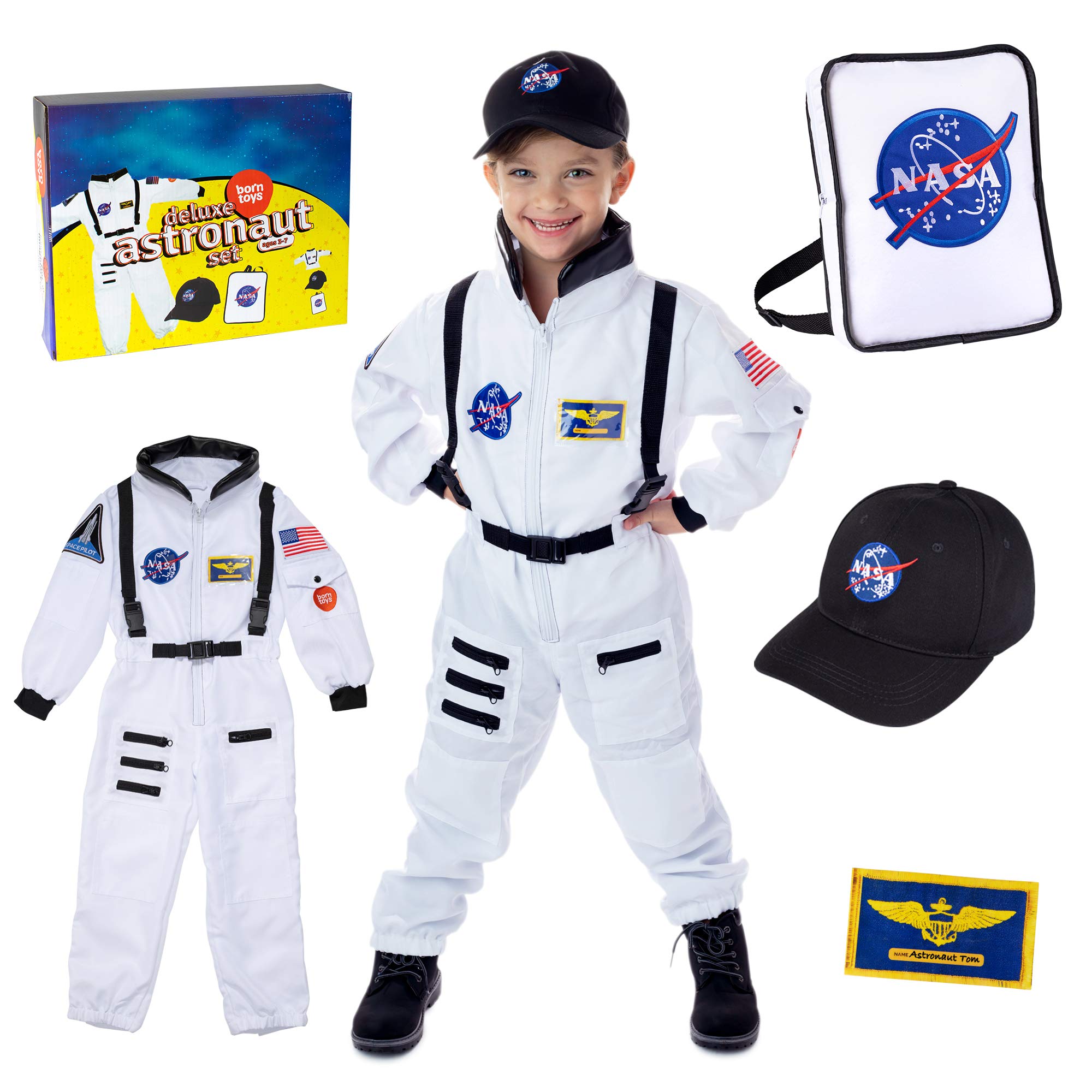 Born Toys Astronaut Costume for Kids Ages 3-7 | Washable Pretend Play Dress Up Outfit for Toddlers & Preschoolers - Perfect for Space-Themed Parties, Halloween & Imaginative Play