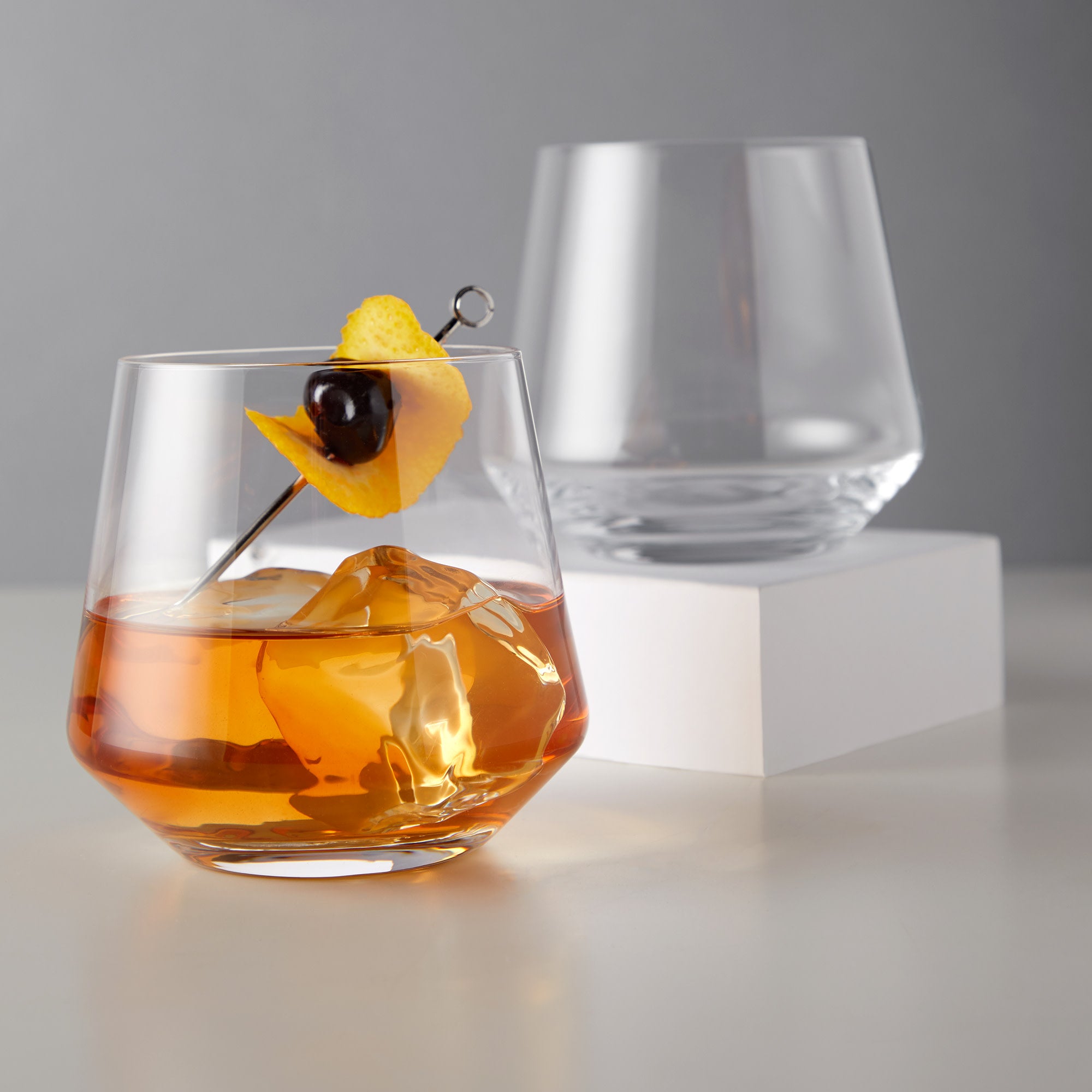 Raye Angled Crystal Cocktail Glasses Set of 2 - Elegant Barware for Whiskey, Martini & Cocktail Parties - Perfect for Home Bars, Weddings & Gifts