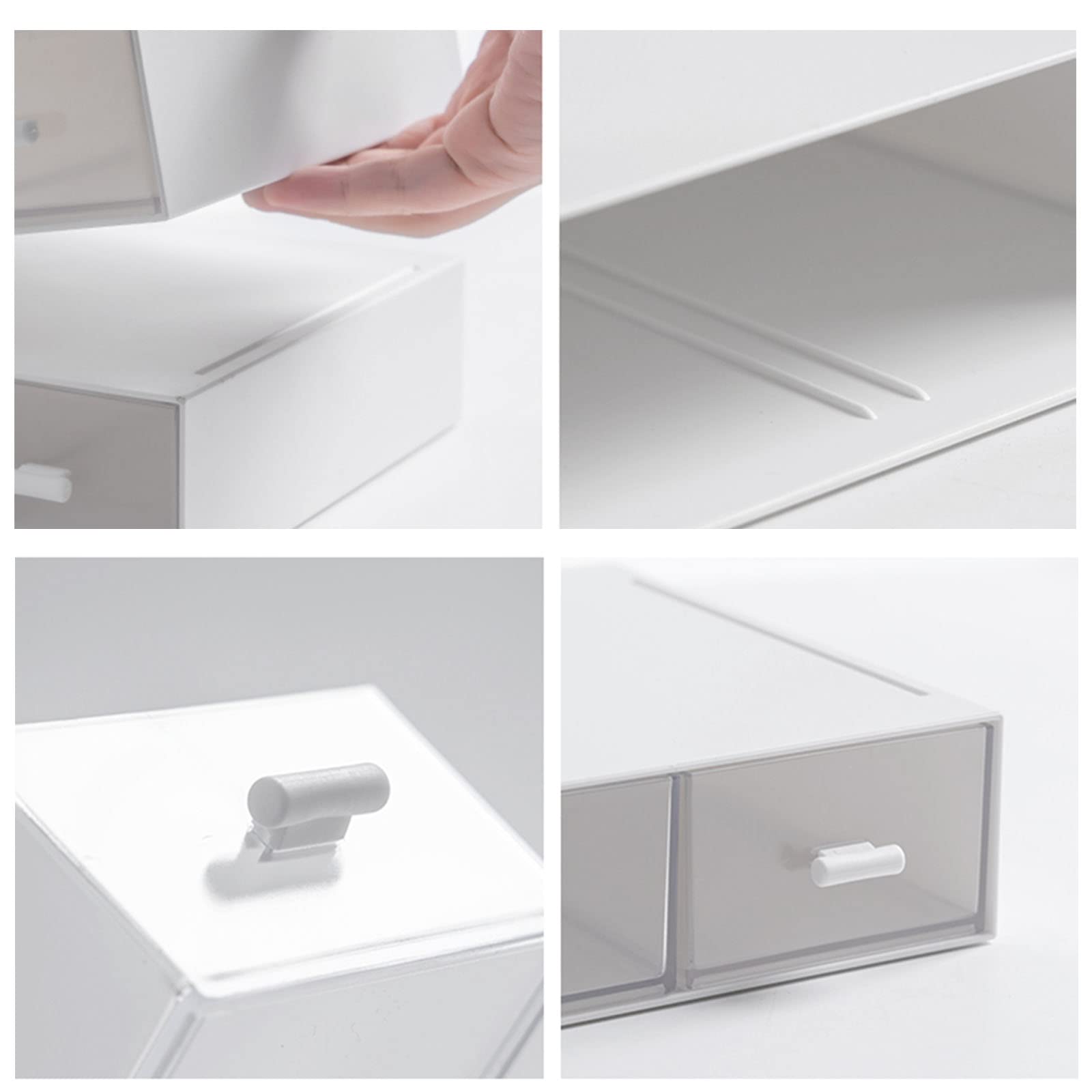 Stackable Desk Organizer Drawers - White 2-Drawer Storage for Small Items, Office Supplies & Cosmetics | Perfect for Home, Office & Vanity Organization