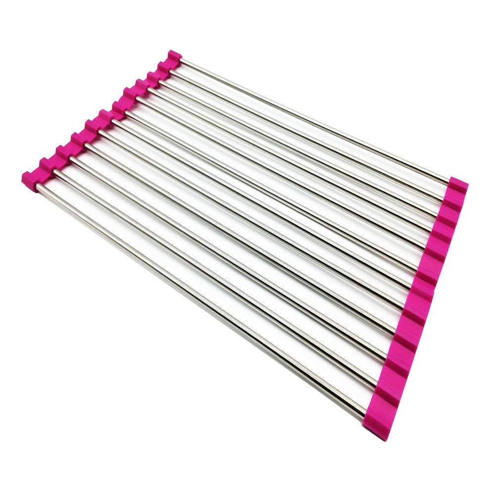 TOKEZO Foldable Stainless Steel Dish Drying Rack - Multipurpose Over Sink Kitchen Drainer for Dishes, Cups & Fruits | Space-Saving Storage for Small Kitchens & RVs