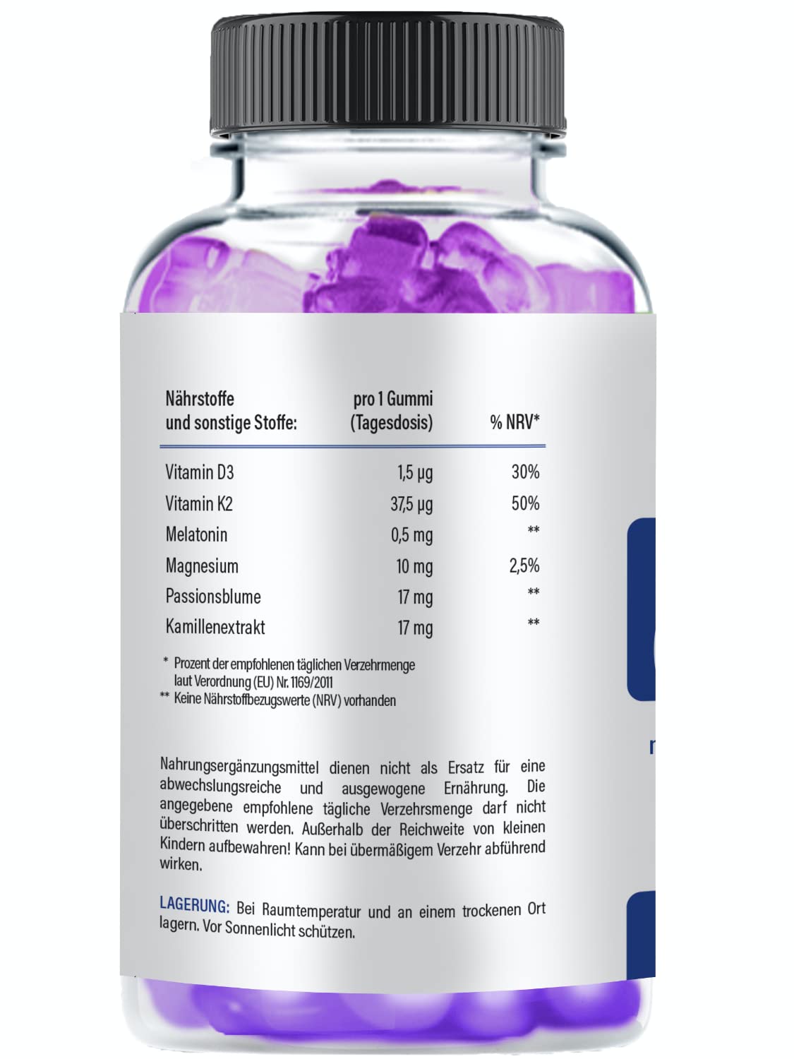 Vihado Melatonin Gummies for Sleep Support - High Potency, Sugar-Free, Vegan with Vitamin D3, K2, Passionflower & Chamomile - 60 Count for Better Sleep & Relaxation - Perfect for Nighttime Use, Travel & Stress Relief