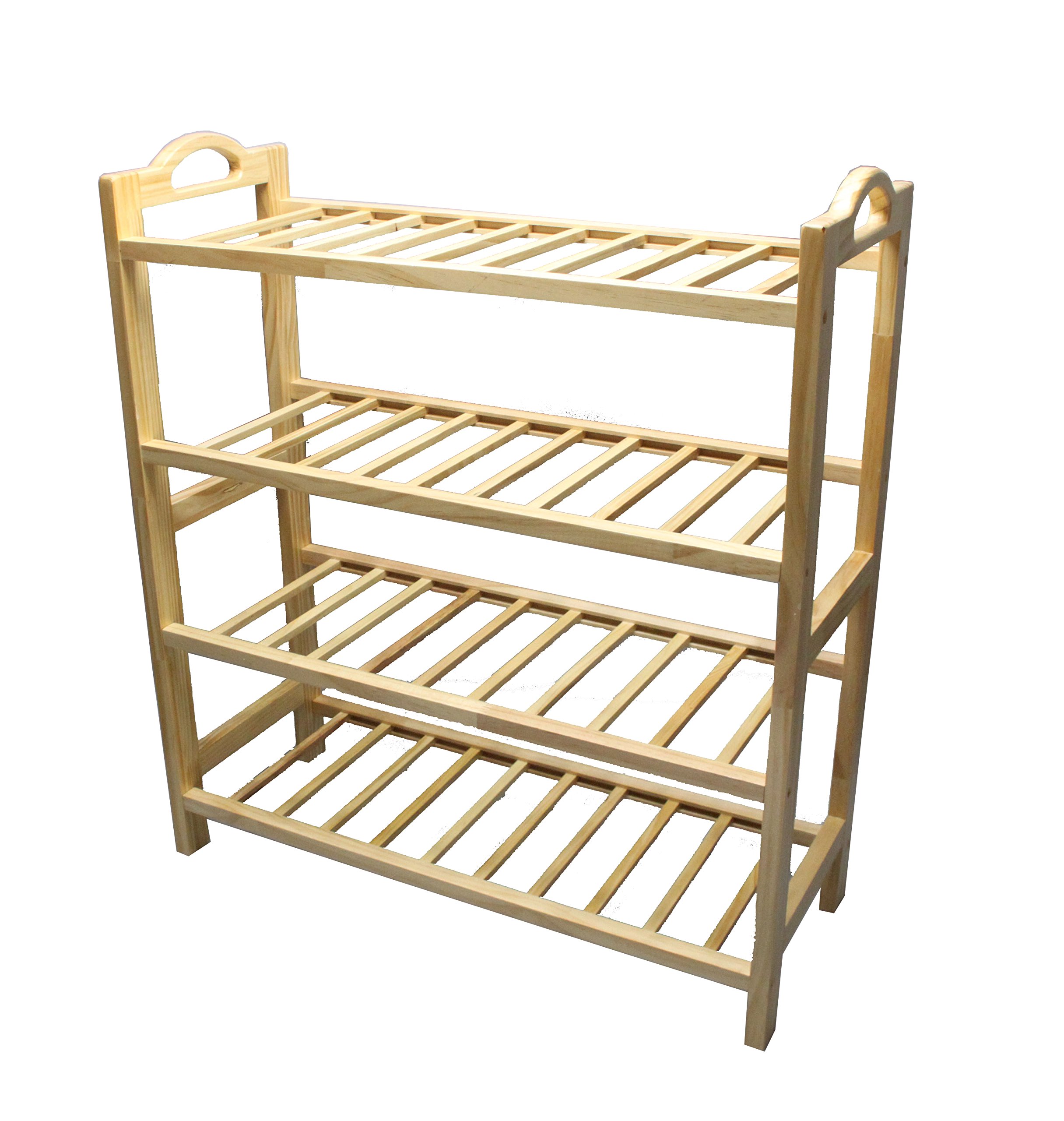 FixtureDisplays® 4-Tier Wooden Shoe Rack & Book Cart - Multi-Purpose Storage Organizer for Shoes, Plants, Books | Perfect for Closet, Living Room, Bedroom & Office Organization