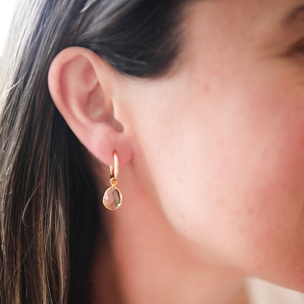 Manhattan Gold Interchangeable Gemstone Earrings - Elegant 14K Gold Hoop Earrings with Swappable Gemstones | Perfect for Parties, Weddings & Everyday Wear