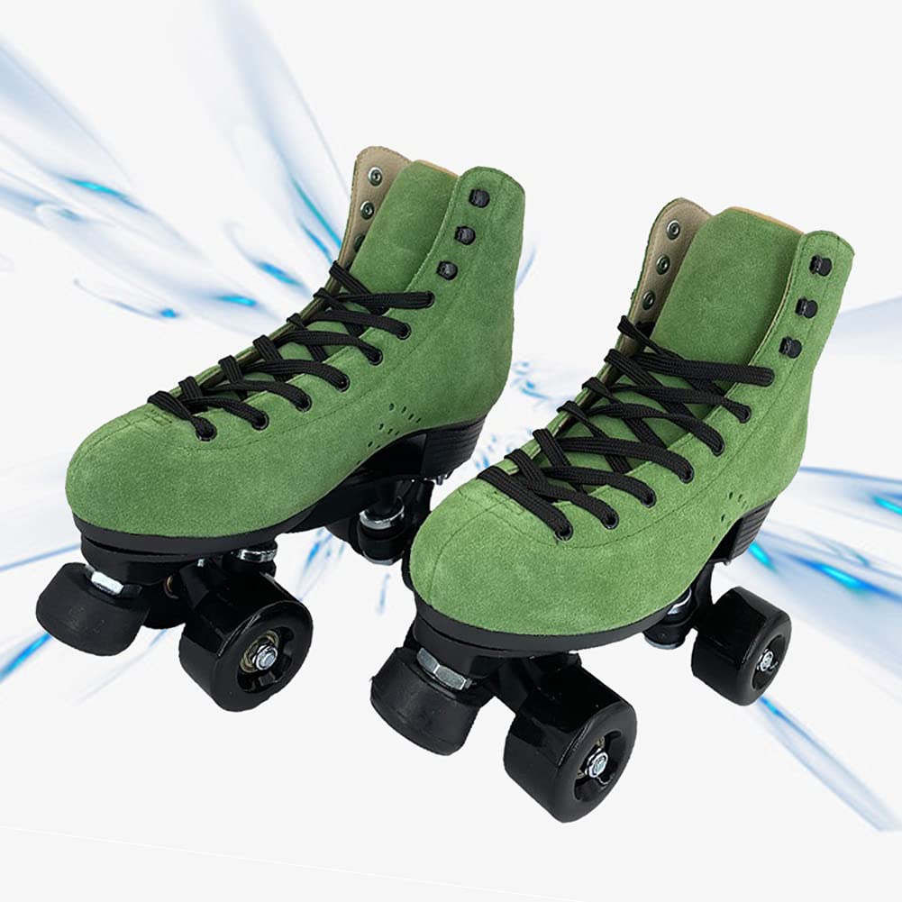 Women's Classic High Top Canvas Roller Skates - Double Row Light Up Wheels for Indoor & Outdoor Skating | Perfect for Rinks, Parks & Street Skating