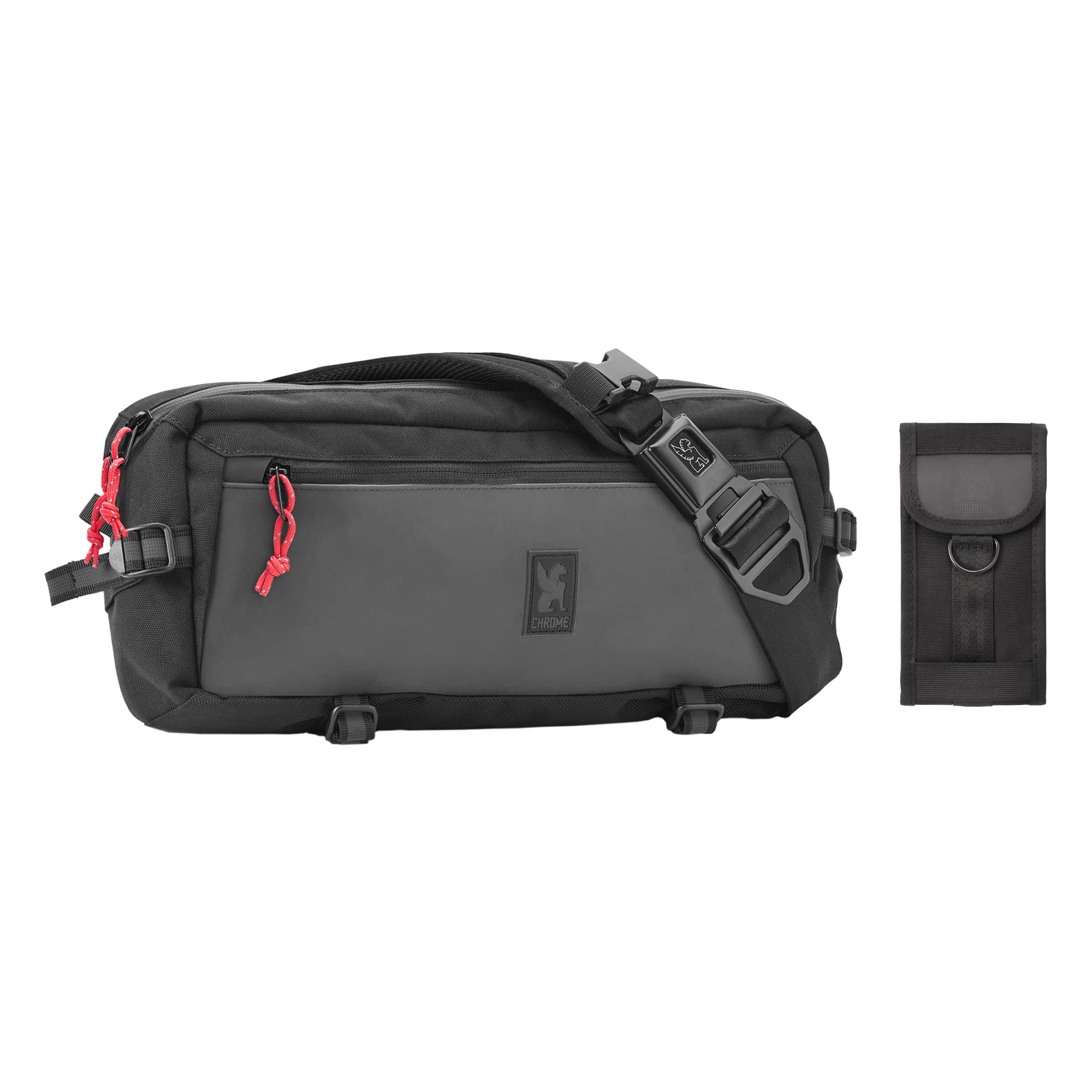 Chrome Industries Kadet 9L Nylon Messenger Crossbody Sling Bag with Large Phone Pouch - Fits iPhone Xs Max, Black - Perfect for Commuting, Travel & Everyday Carry