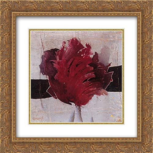Estella Tulip II - 15x15 Inch Gold Ornate Framed & Double Matted Museum Art Print by Heleen Vriesendorp | Floral Wall Decor for Living Room, Bedroom & Office