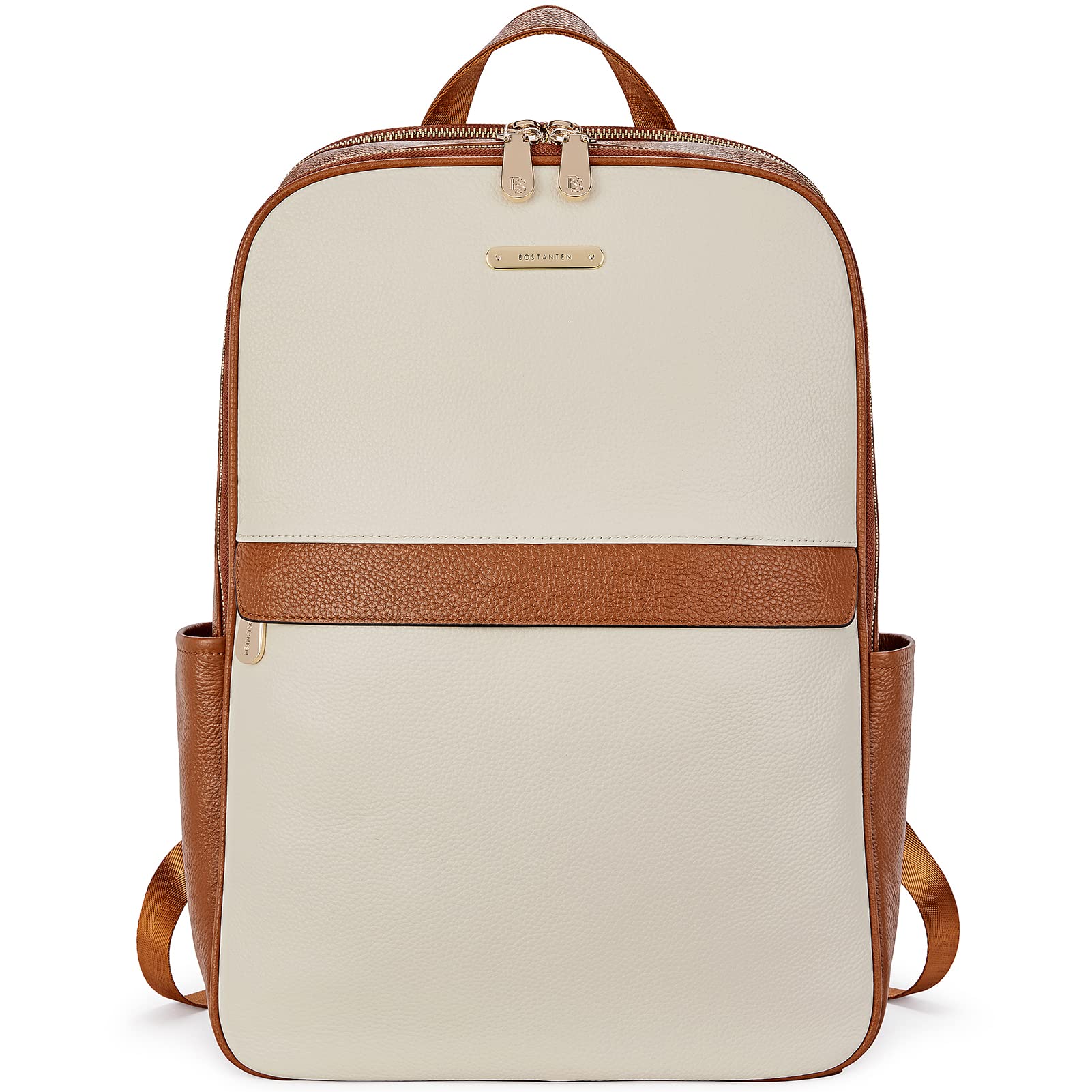 BOSTANTEN Genuine Leather 15.6 Inch Laptop Backpack for Women - Stylish College School Bag, Business Work Tote & Travel Carry On Backpack - Perfect for Commuting, Office, Campus and Weekend Getaways