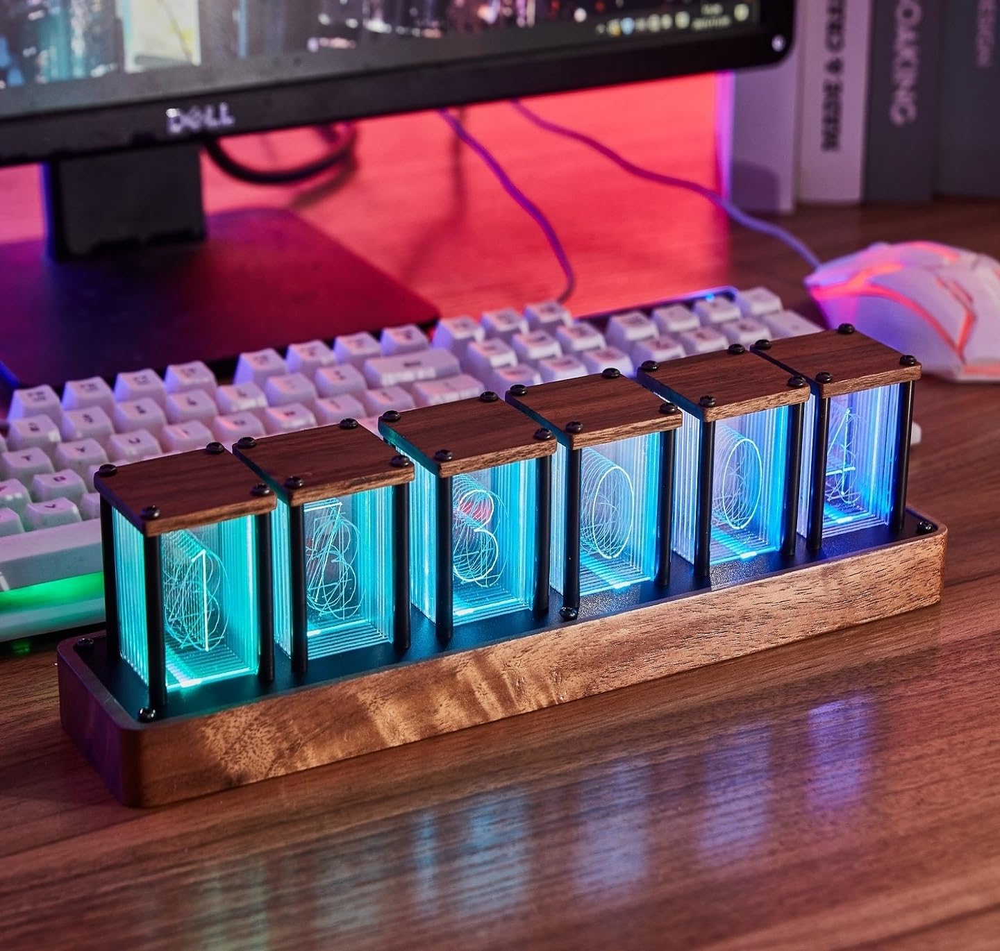 Retro Nixie Tube Clock with Wi-Fi Sync, Alarm & Timer | 12/24H Display | No Assembly Required | Vintage Home & Office Decor | Perfect Gift for Tech Enthusiasts & Collectors