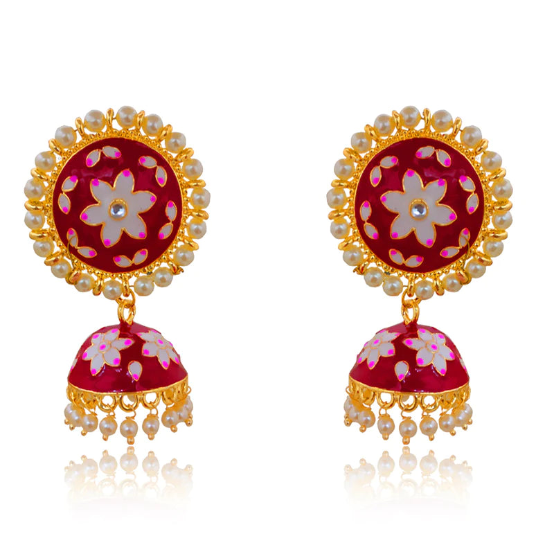 Exquisite White Floral Jhumka Earrings for Women | Traditional Indian Designer Studs | Perfect for Weddings, Parties & Ethnic Outfits