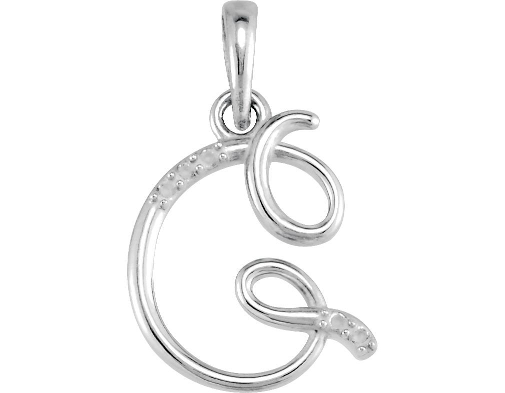 5-Stone Diamond Letter 'G' Initial Sterling Silver Pendant Necklace - 18