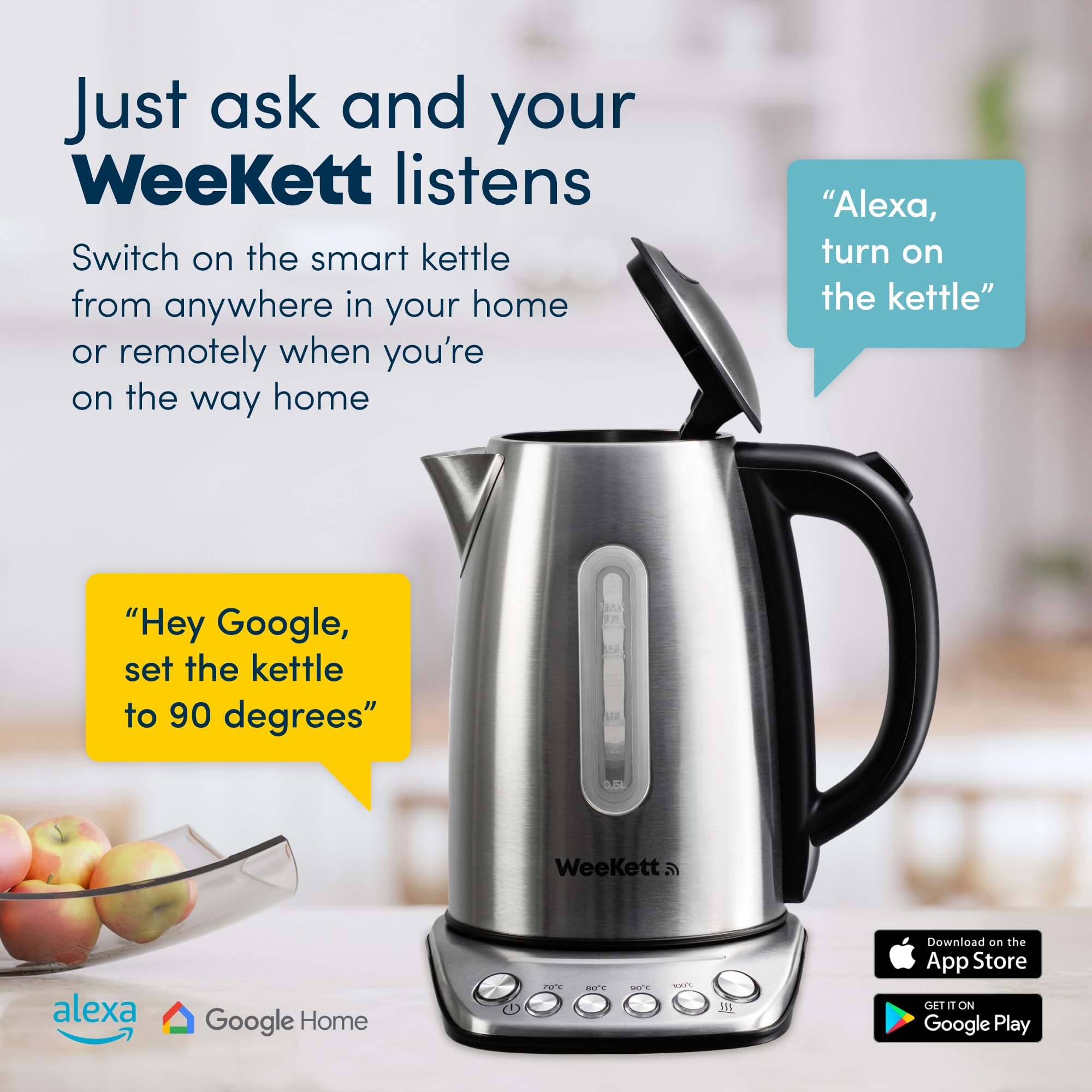 Alexa Smart Kettle 1.7L - Voice Controlled Stainless Steel Electric Kettle with Adjustable Temperature & Keep Warm Function | Energy Efficient, BPA-Free Smart Home Appliance | Perfect for Coffee, Tea & Baby Bottle Warming