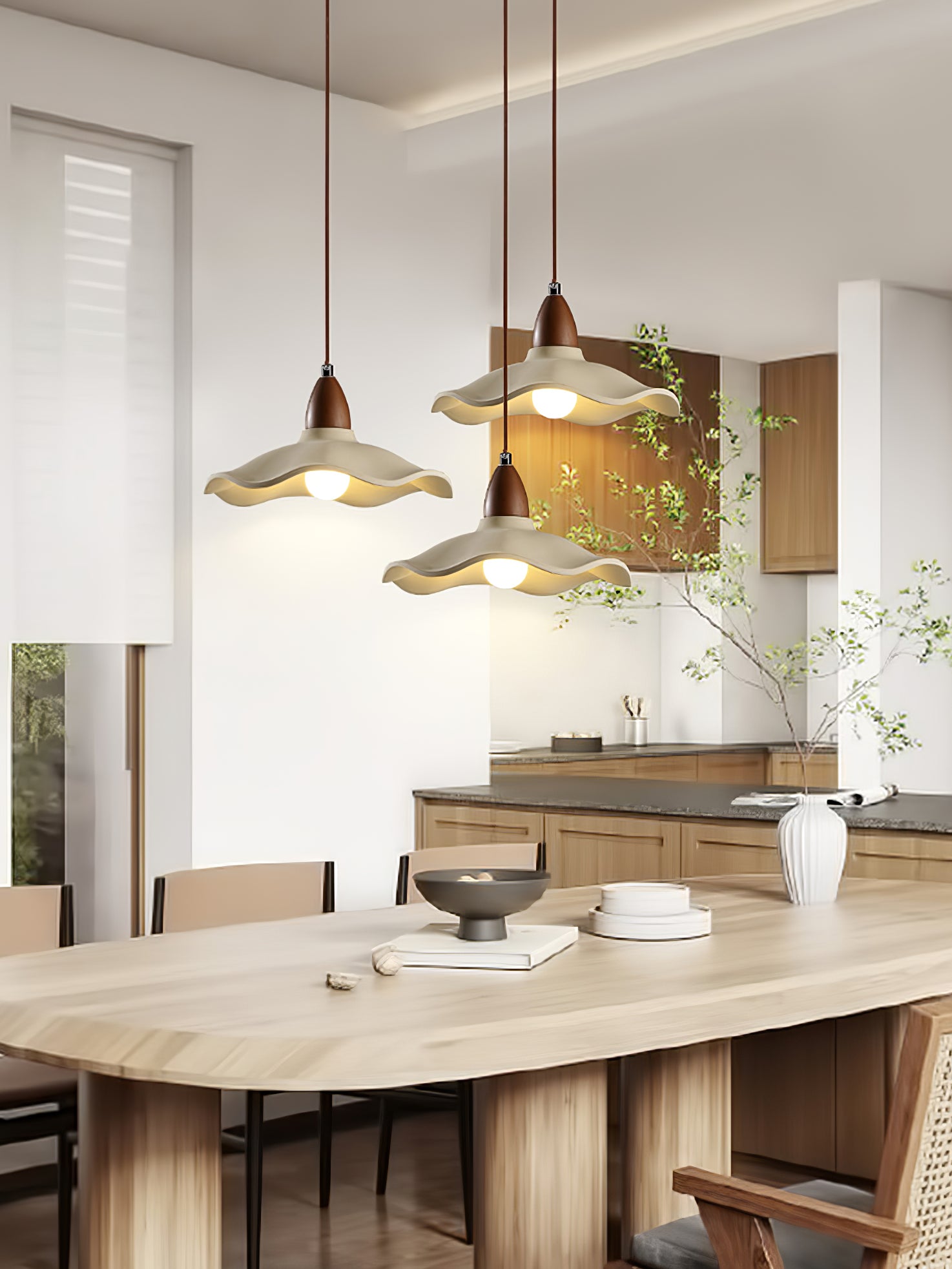 Modern Cement Wave Pendant Light - Industrial Style Hanging Lamp for Kitchen Island, Dining Room & Living Room Decor