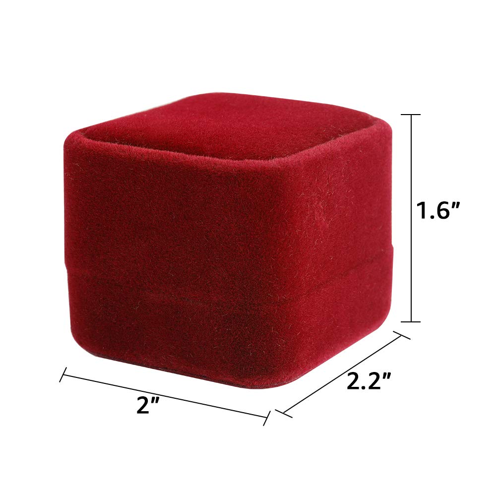 LamQee Velvet Jewelry Box for Engagement Rings, Earrings & Studs - Elegant Ring Case & Jewelry Display Storage Gift Box - Perfect for Proposals, Weddings, Anniversaries, Birthdays & Valentine's Day (Red) - Ideal for Romantic Surprises & Jewelry Organization