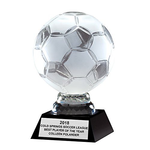 Custom 12 Inch Optical Cut Crystal Soccer Ball Trophy - Personalized Engraving for Awards, Gifts & Recognition | Perfect for Sports Banquets, Team Celebrations & Corporate Events