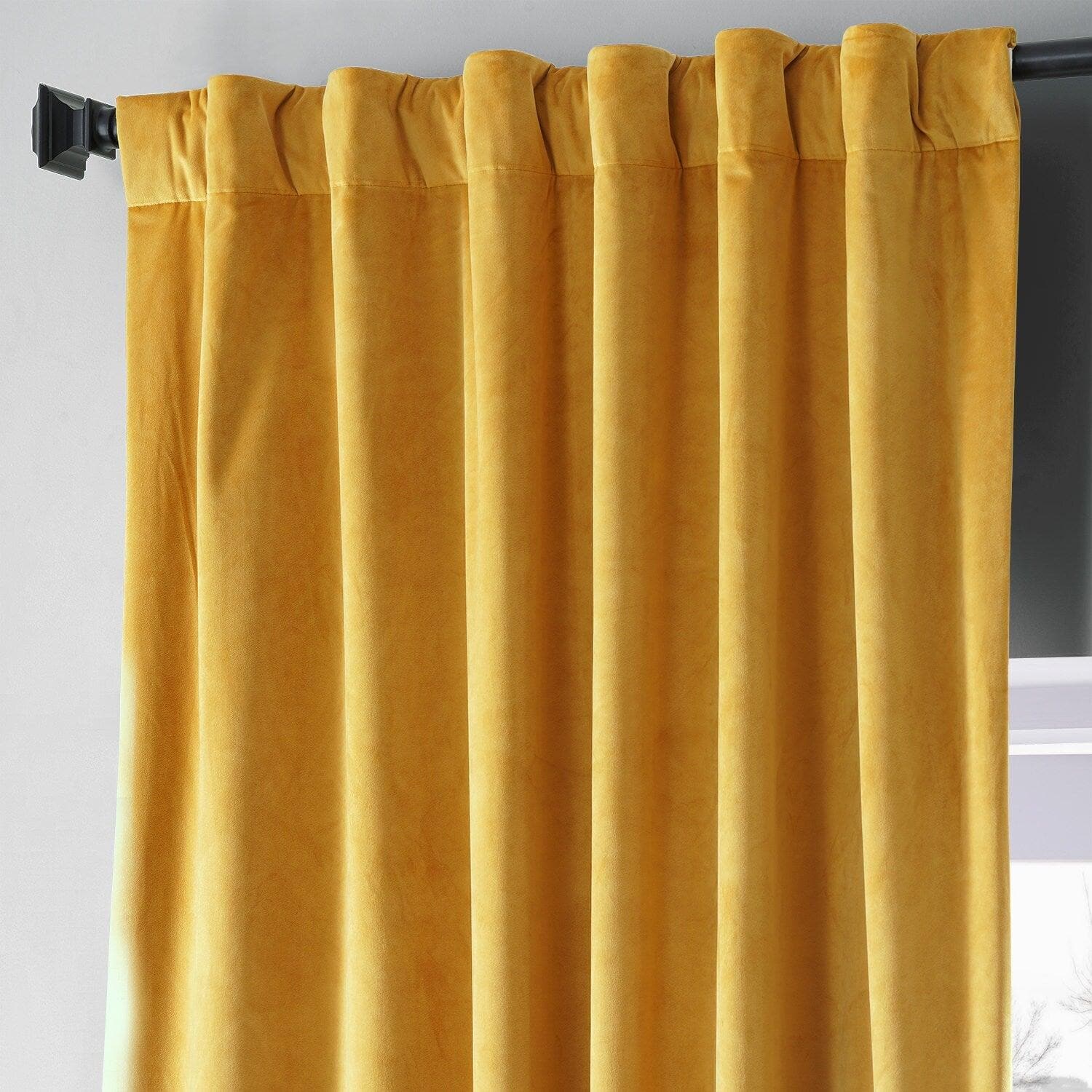 Sophomore Gold Signature Plush Velvet Blackout Curtains for Bedroom - Thermal Insulated Room Darkening Drapes for Hotels, Home Theater & Nursery (Black)