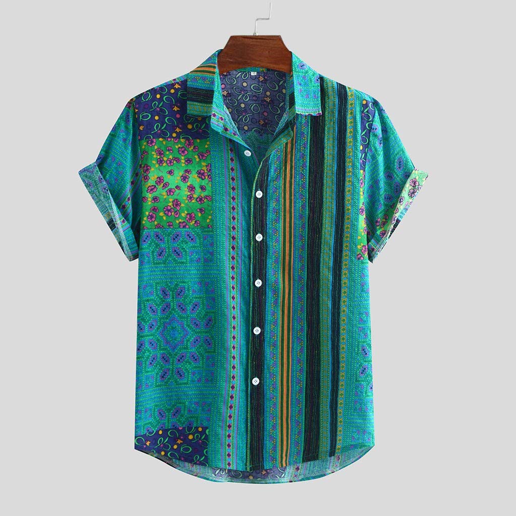 Premium Wrinkle-Free Men's Black Dress Shirt - Breathable Short Sleeve Formal Shirt for Office & Summer Wear - Comfortable Loose Fit Business Casual Shirt (Green, XXL) - Perfect for Weddings, Interviews & Professional Events