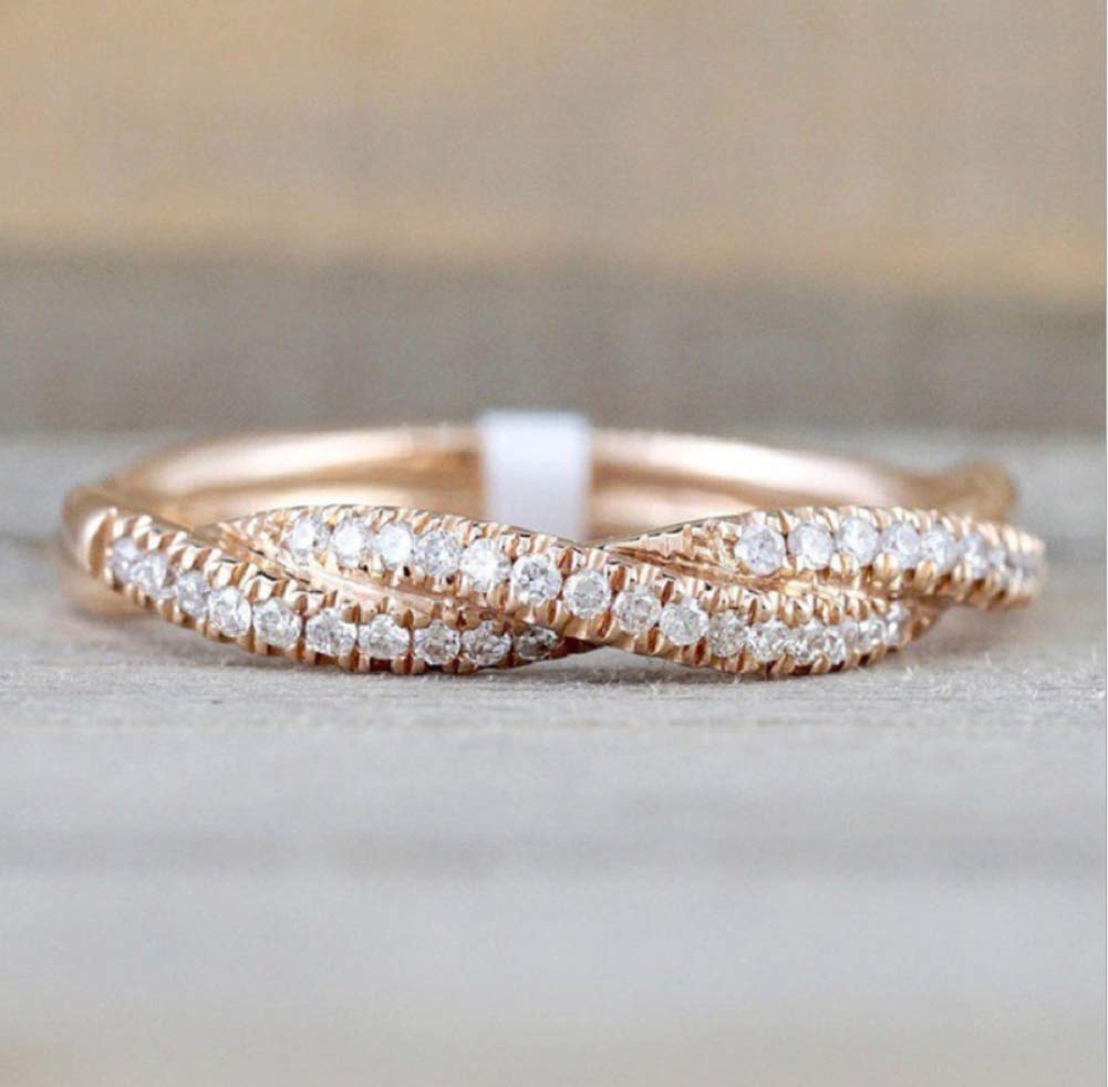 Elegant Rose Gold Stackable Twisted Ring for Women - Wedding, Party, Anniversary Jewelry Gift - Size 6-10 (US 7) - Perfect for Bridal Showers, Date Nights & Special Occasions